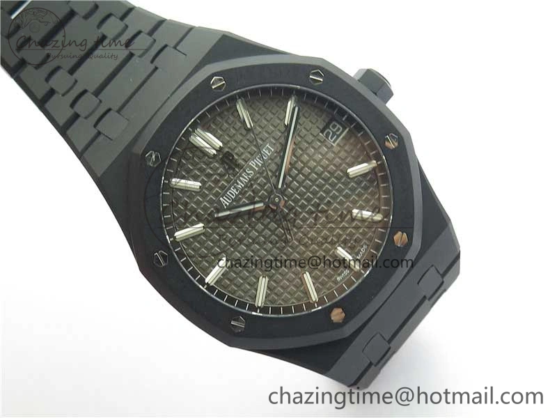 Royal Oak 41mm 15500 DLC ZF 1:1 Best Edition Gray Textured Dial on SS Bracelet A4302 V2(Free Box)