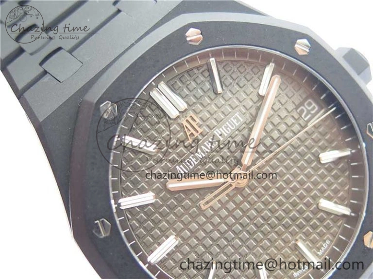 Royal Oak 41mm 15500 DLC ZF 1:1 Best Edition Gray Textured Dial on SS Bracelet A4302 V2(Free Box)