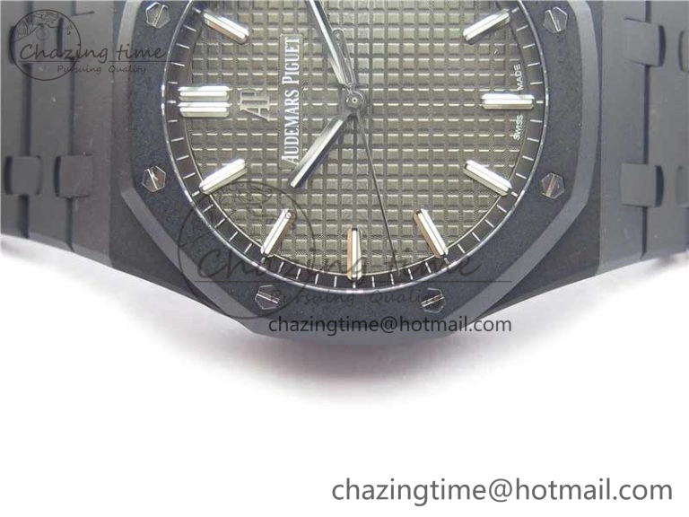 Royal Oak 41mm 15500 DLC ZF 1:1 Best Edition Gray Textured Dial on SS Bracelet A4302 V2(Free Box)