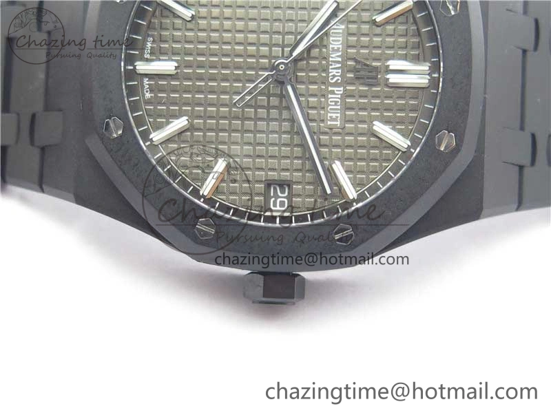 Royal Oak 41mm 15500 DLC ZF 1:1 Best Edition Gray Textured Dial on SS Bracelet A4302 V2(Free Box)