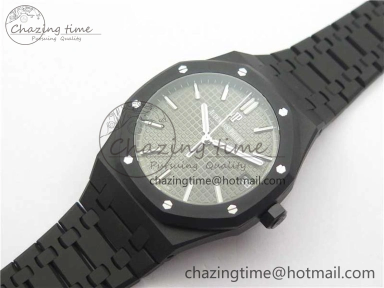 Royal Oak 41mm 15500 DLC ZF 1:1 Best Edition Gray Textured Dial on SS Bracelet A4302 V2(Free Box)
