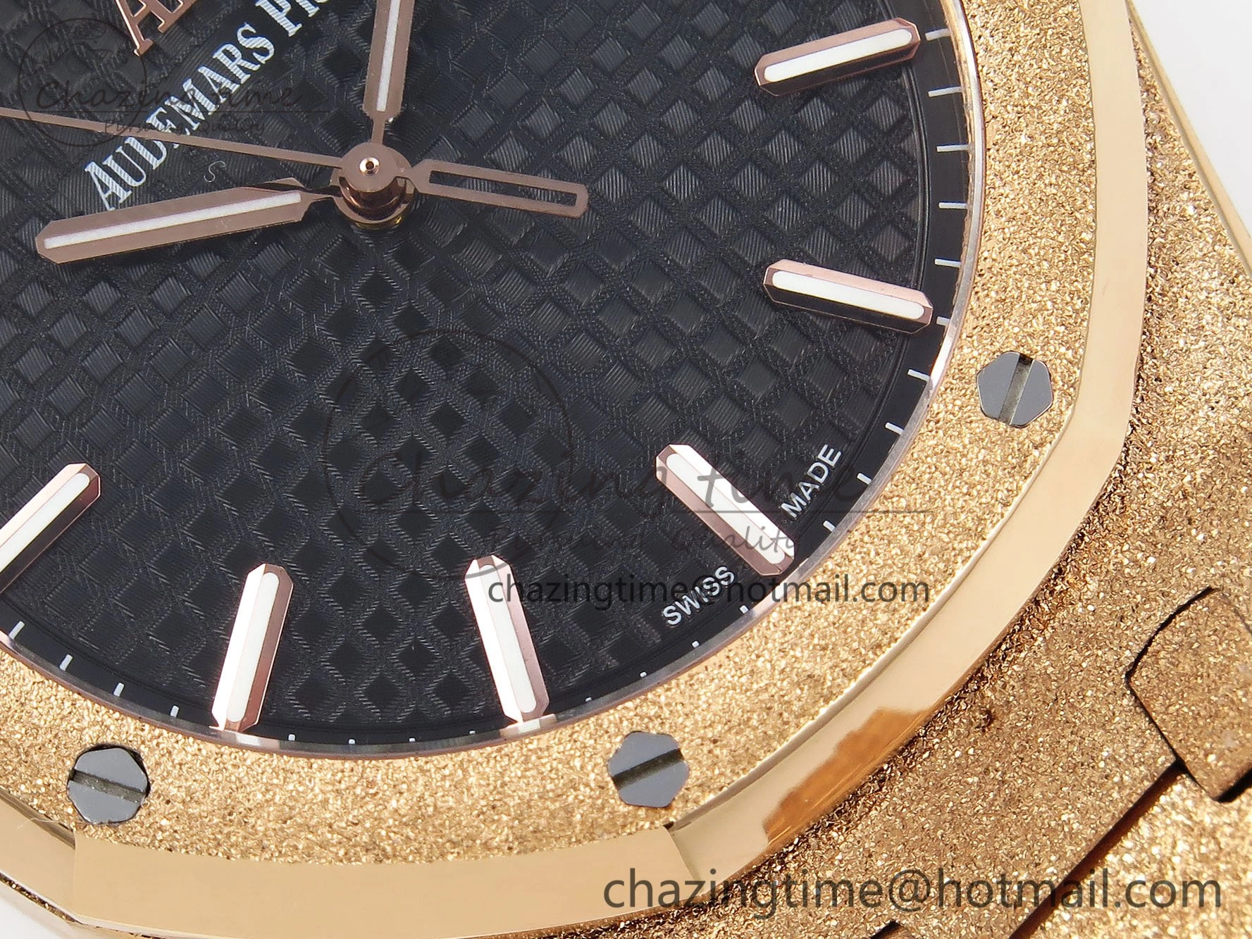 Royal Oak 41mm 15500 Frosted RG IPF 1:1 Best Edition Black Textured Dial on RG Bracelet SA4302 Super Clone