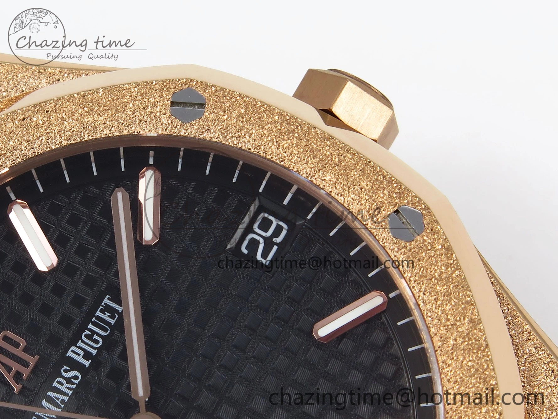 Royal Oak 41mm 15500 Frosted RG IPF 1:1 Best Edition Black Textured Dial on RG Bracelet SA4302 Super Clone