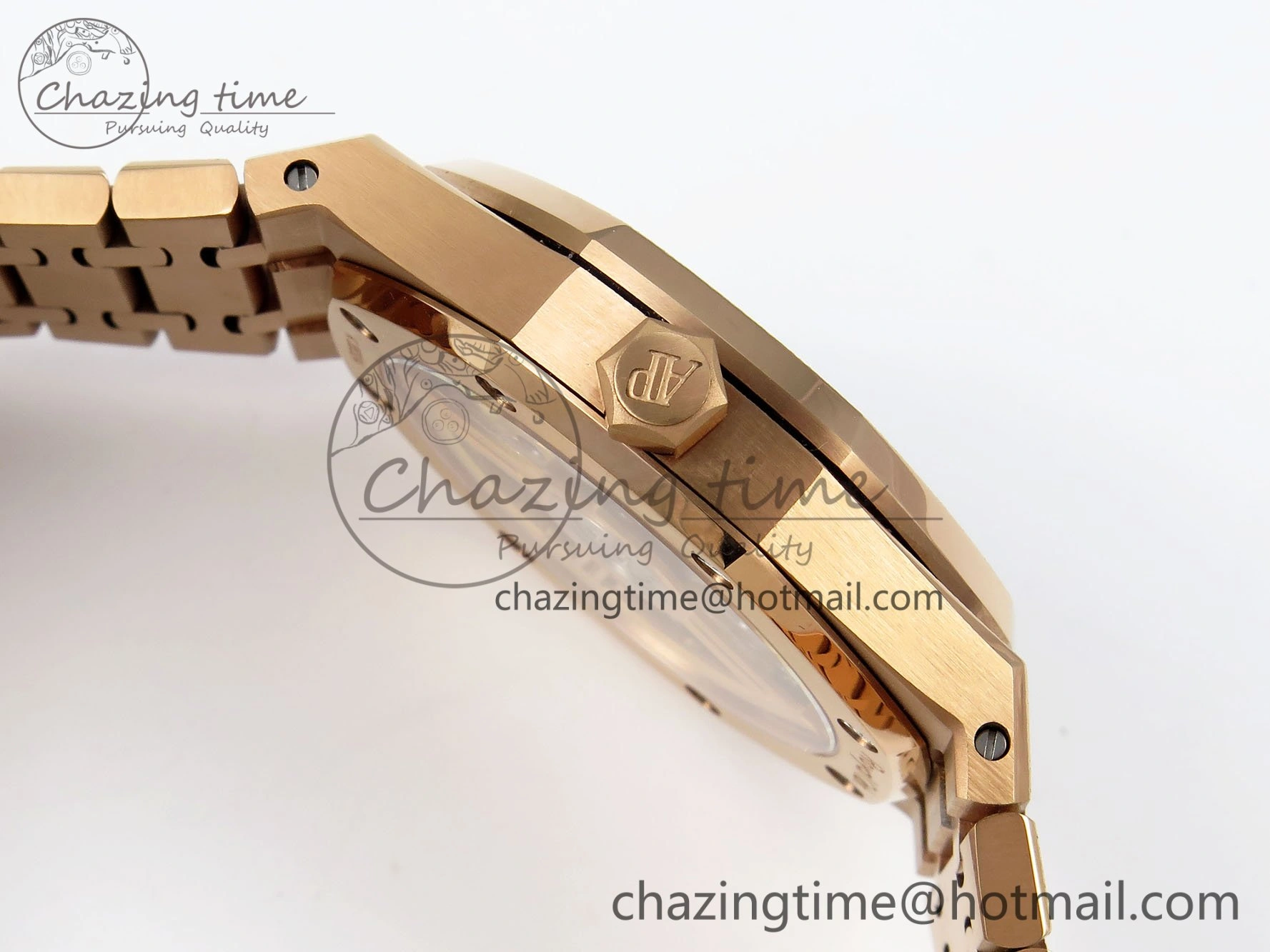 Royal Oak 41mm 15500 Frosted RG IPF 1:1 Best Edition Black Textured Dial on RG Bracelet SA4302 Super Clone