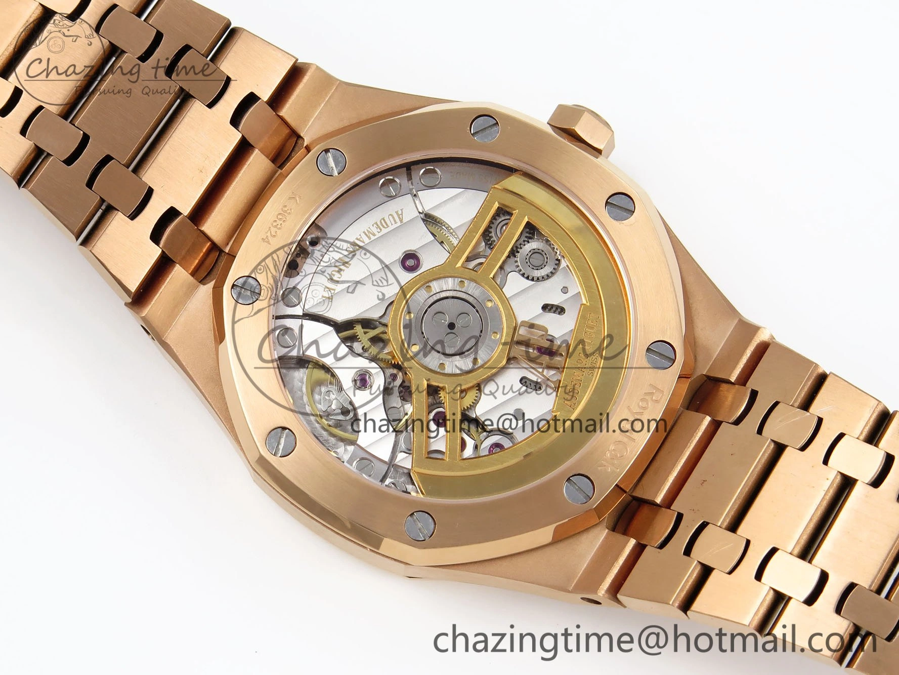 Royal Oak 41mm 15500 Frosted RG IPF 1:1 Best Edition Black Textured Dial on RG Bracelet SA4302 Super Clone