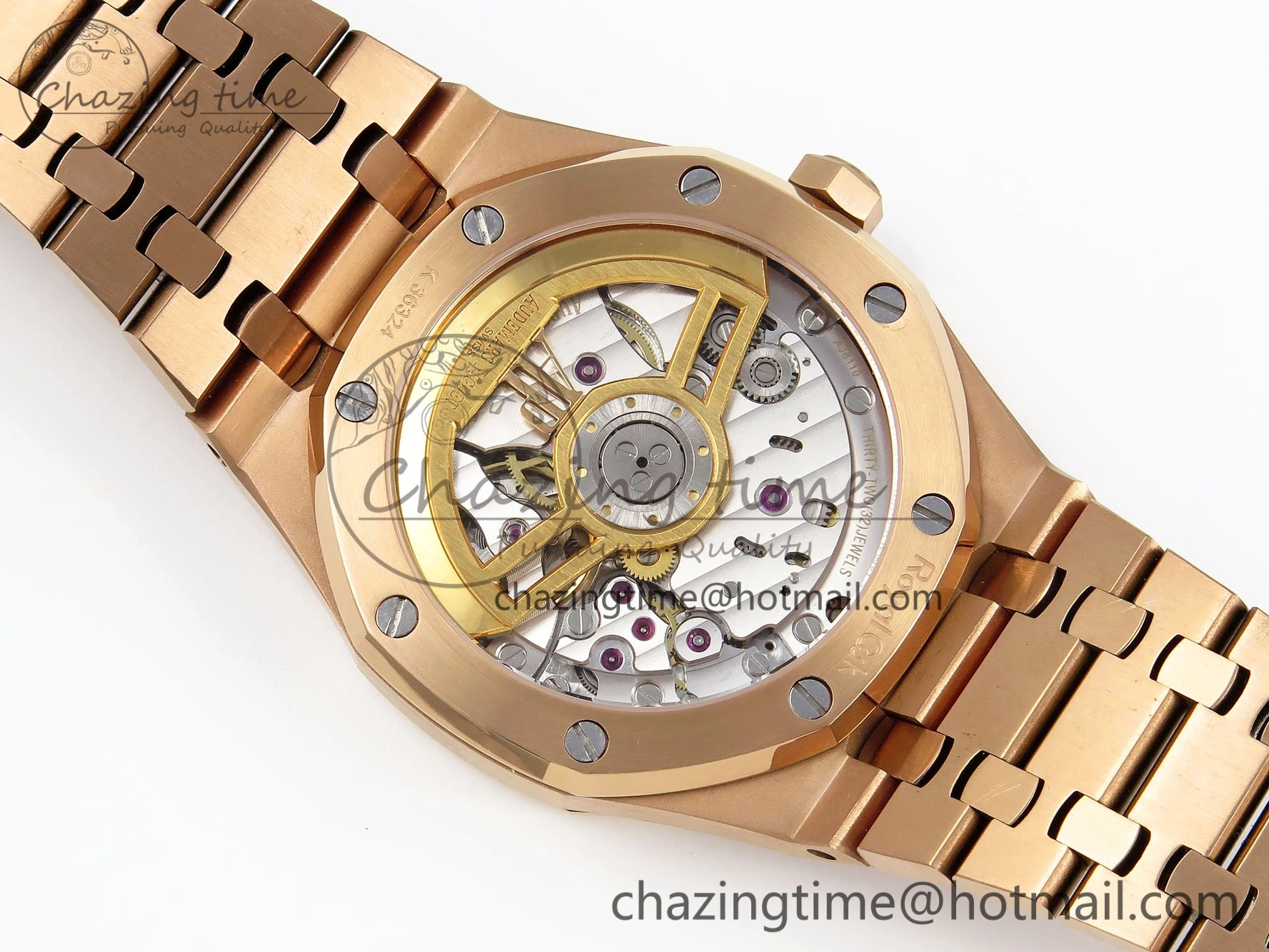 Royal Oak 41mm 15500 Frosted RG IPF 1:1 Best Edition Black Textured Dial on RG Bracelet SA4302 Super Clone
