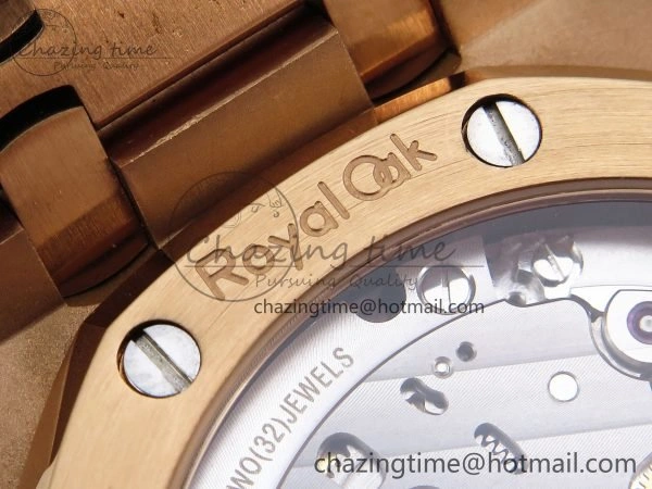 Royal Oak 41mm 15500 Frosted RG IPF 1:1 Best Edition Black Textured Dial on RG Bracelet SA4302 Super Clone