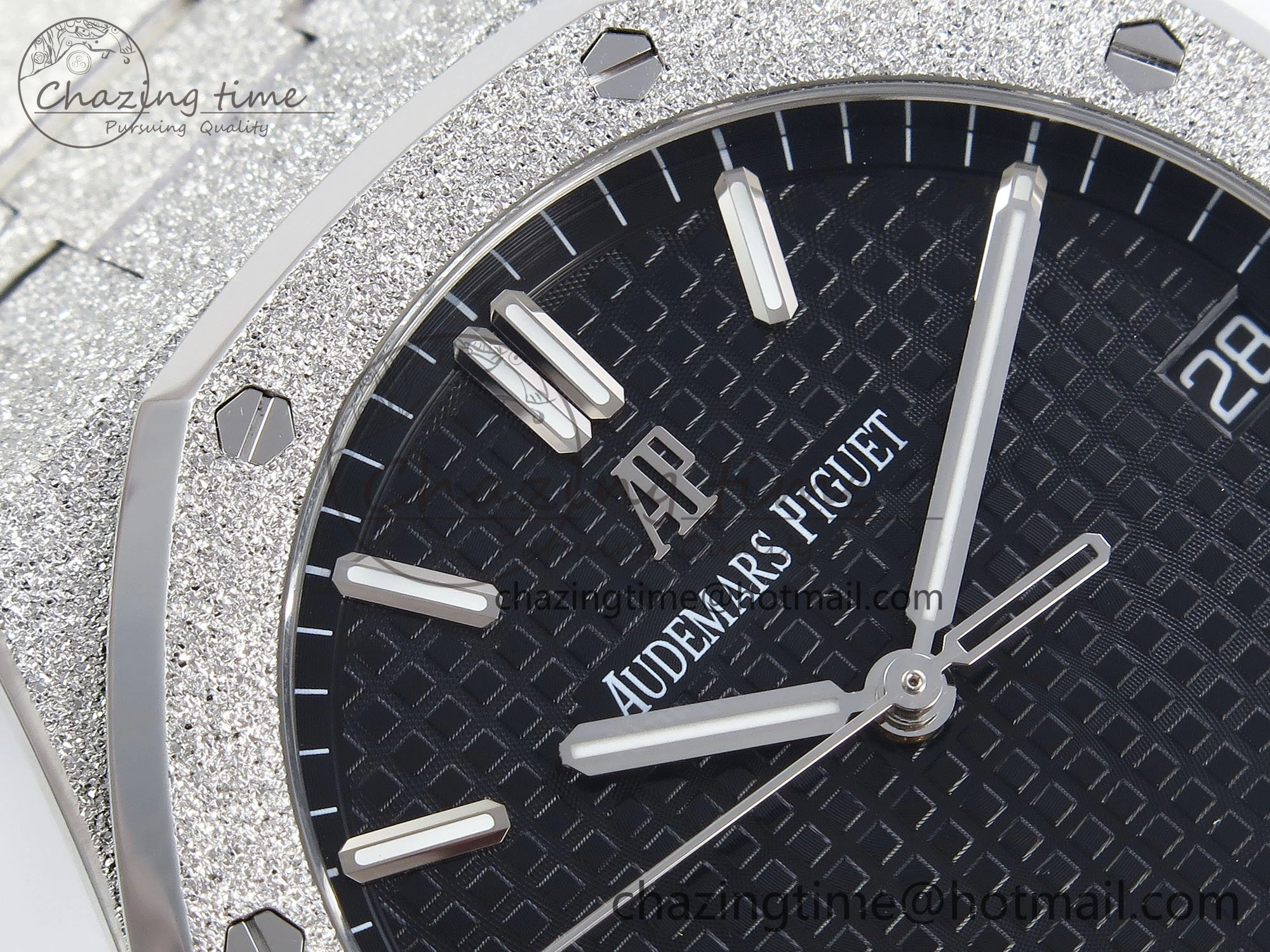 Royal Oak 41mm 15500 Frosted SS APSF 1:1 Best Edition Black Textured Dial on SS Bracelet SA4302 Super Clone