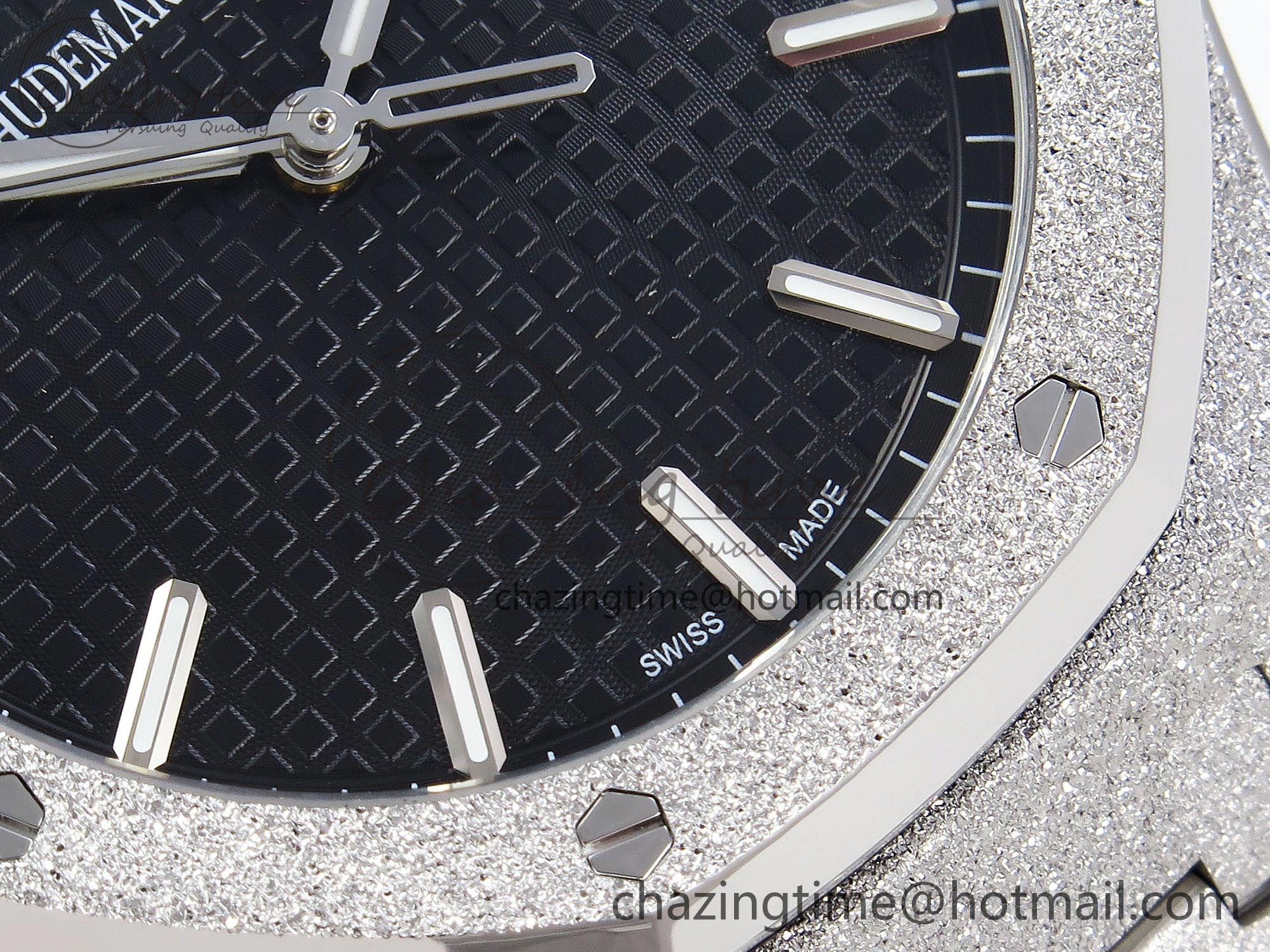 Royal Oak 41mm 15500 Frosted SS APSF 1:1 Best Edition Black Textured Dial on SS Bracelet SA4302 Super Clone