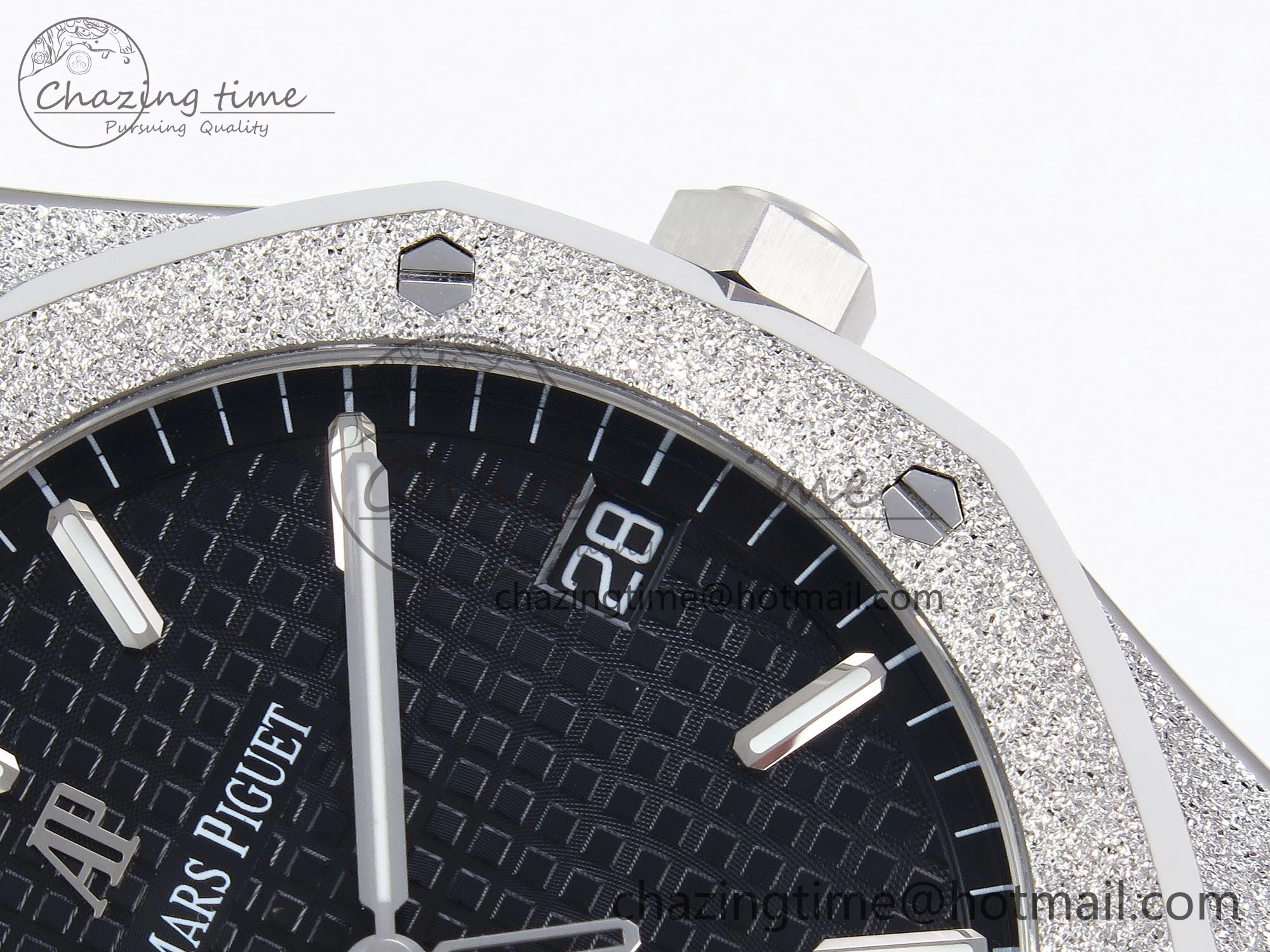 Royal Oak 41mm 15500 Frosted SS APSF 1:1 Best Edition Black Textured Dial on SS Bracelet SA4302 Super Clone