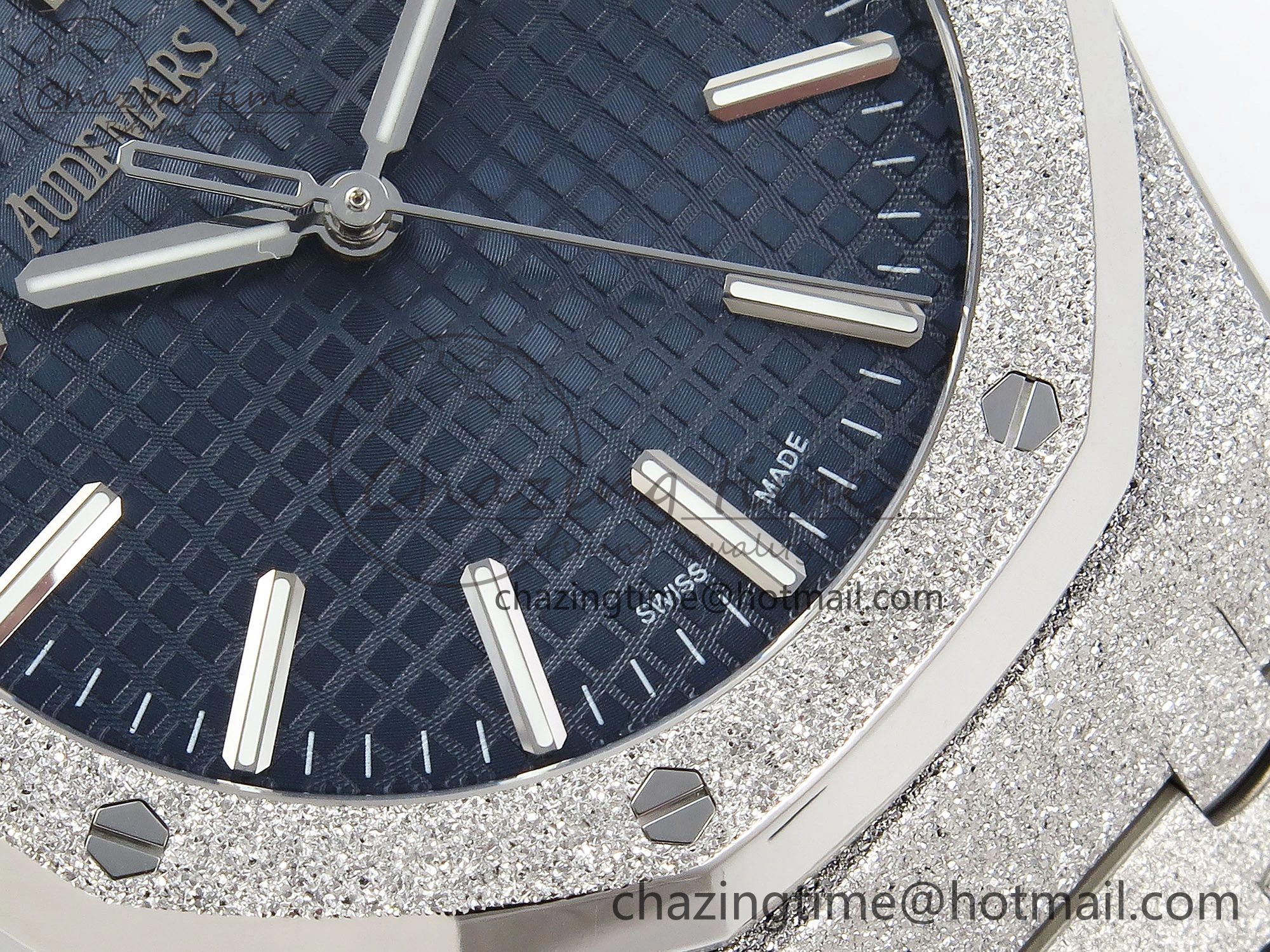 Royal Oak 41mm 15500 Frosted SS APSF 1:1 Best Edition Blue Textured Dial on SS Bracelet SA4302 Super Clone