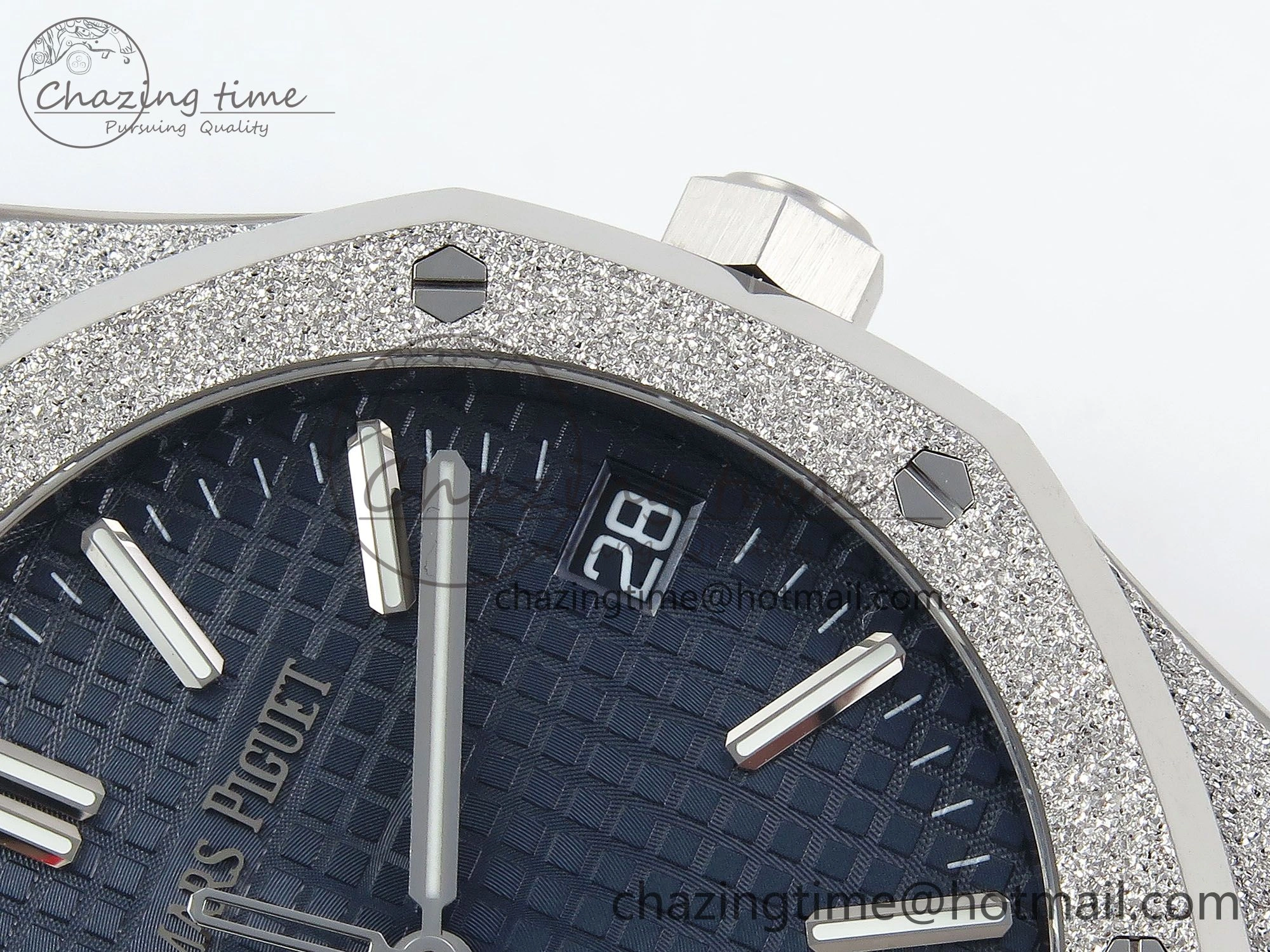 Royal Oak 41mm 15500 Frosted SS APSF 1:1 Best Edition Blue Textured Dial on SS Bracelet SA4302 Super Clone