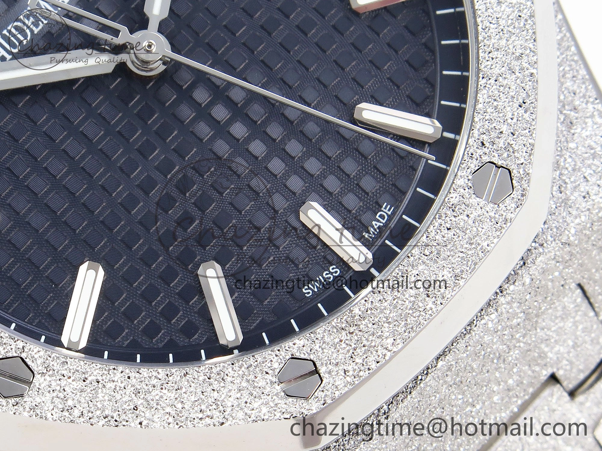 Royal Oak 41mm 15500 Frosted SS APSF 1:1 Best Edition Blue Textured Dial on SS Bracelet SA4302 Super Clone