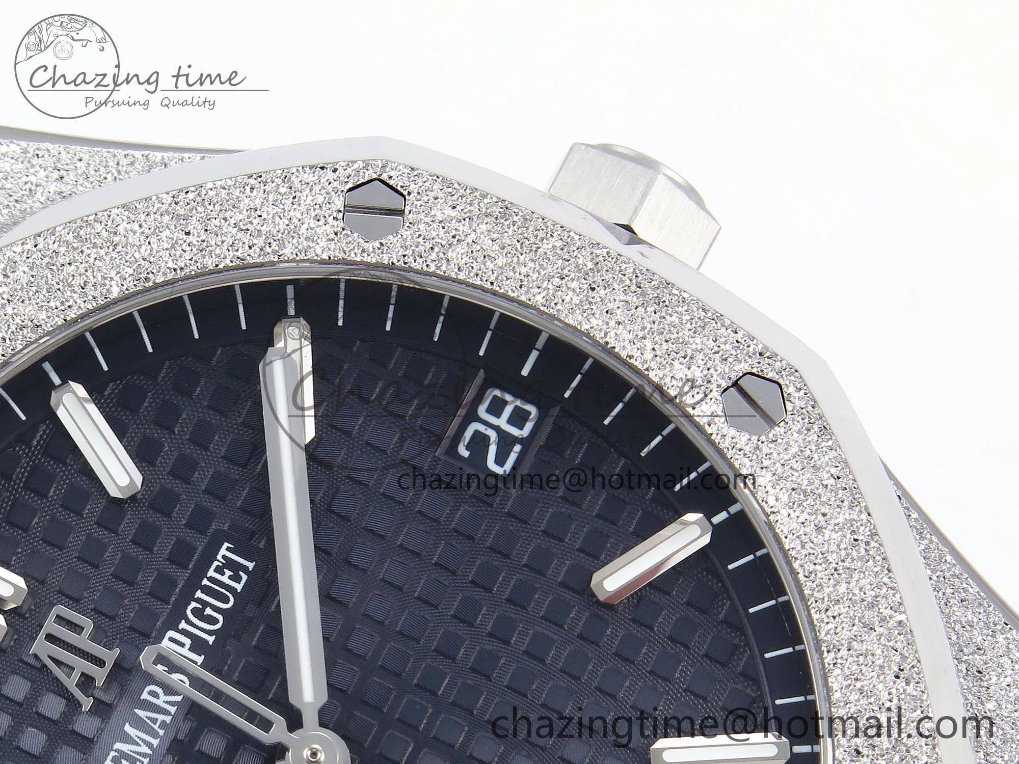 Royal Oak 41mm 15500 Frosted SS APSF 1:1 Best Edition Blue Textured Dial on SS Bracelet SA4302 Super Clone