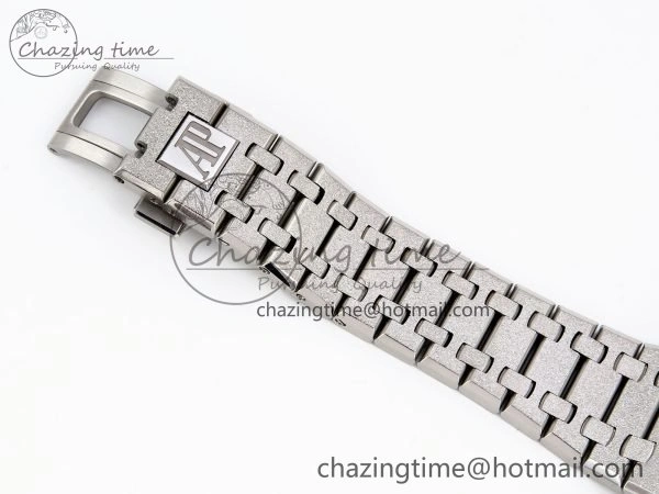 Royal Oak 41mm 15500 Frosted SS APSF 1:1 Best Edition Gray Textured Dial on SS Bracelet SA4302 Super Clone