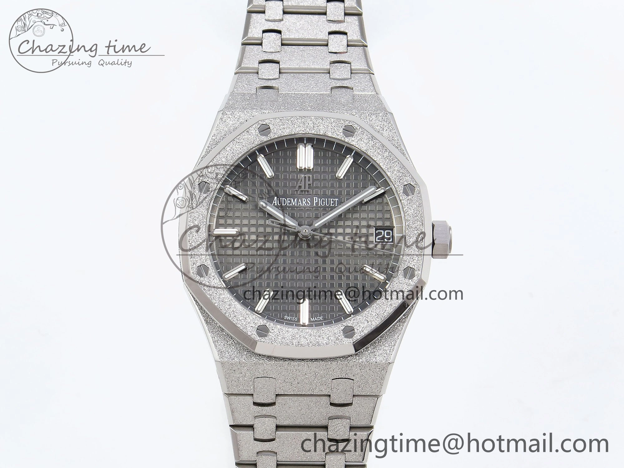 Royal Oak 41mm 15500 Frosted SS APSF 1:1 Best Edition Gray Textured Dial on SS Bracelet SA4302 Super Clone