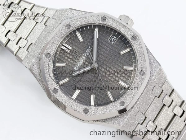 Royal Oak 41mm 15500 Frosted SS APSF 1:1 Best Edition Gray Textured Dial on SS Bracelet SA4302 Super Clone