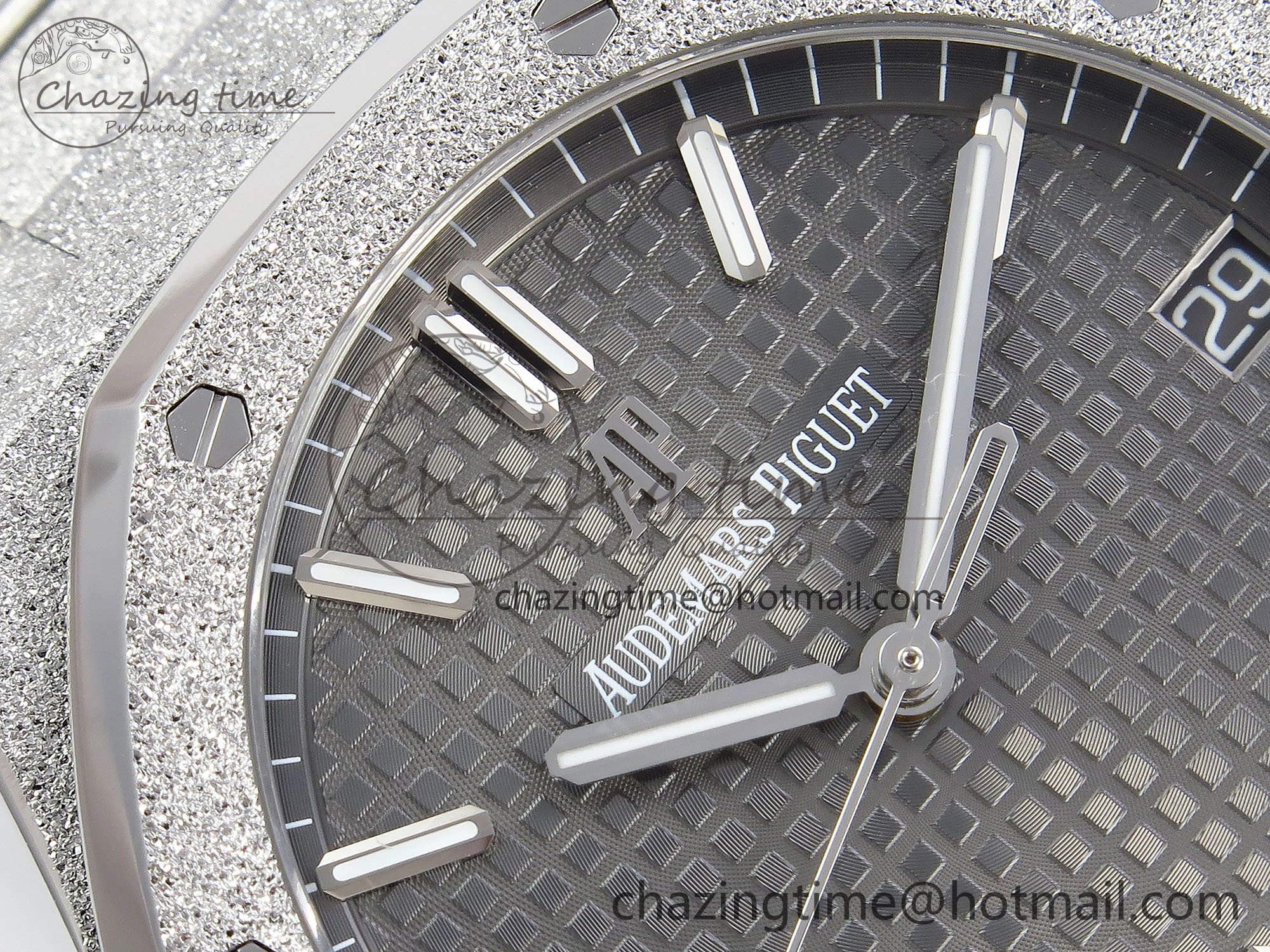 Royal Oak 41mm 15500 Frosted SS APSF 1:1 Best Edition Gray Textured Dial on SS Bracelet SA4302 Super Clone