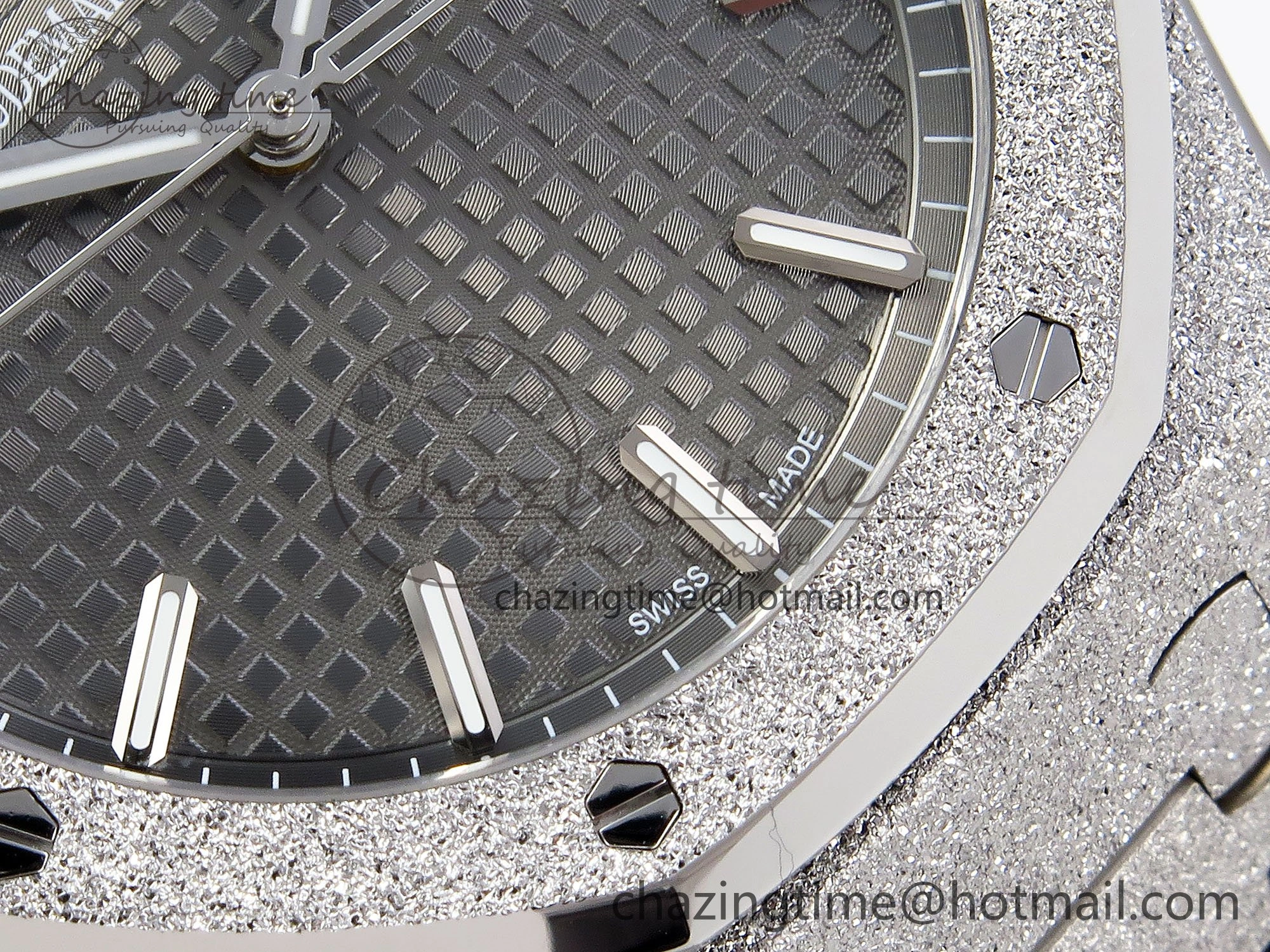 Royal Oak 41mm 15500 Frosted SS APSF 1:1 Best Edition Gray Textured Dial on SS Bracelet SA4302 Super Clone
