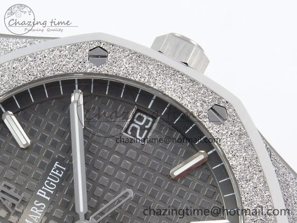 Royal Oak 41mm 15500 Frosted SS APSF 1:1 Best Edition Gray Textured Dial on SS Bracelet SA4302 Super Clone