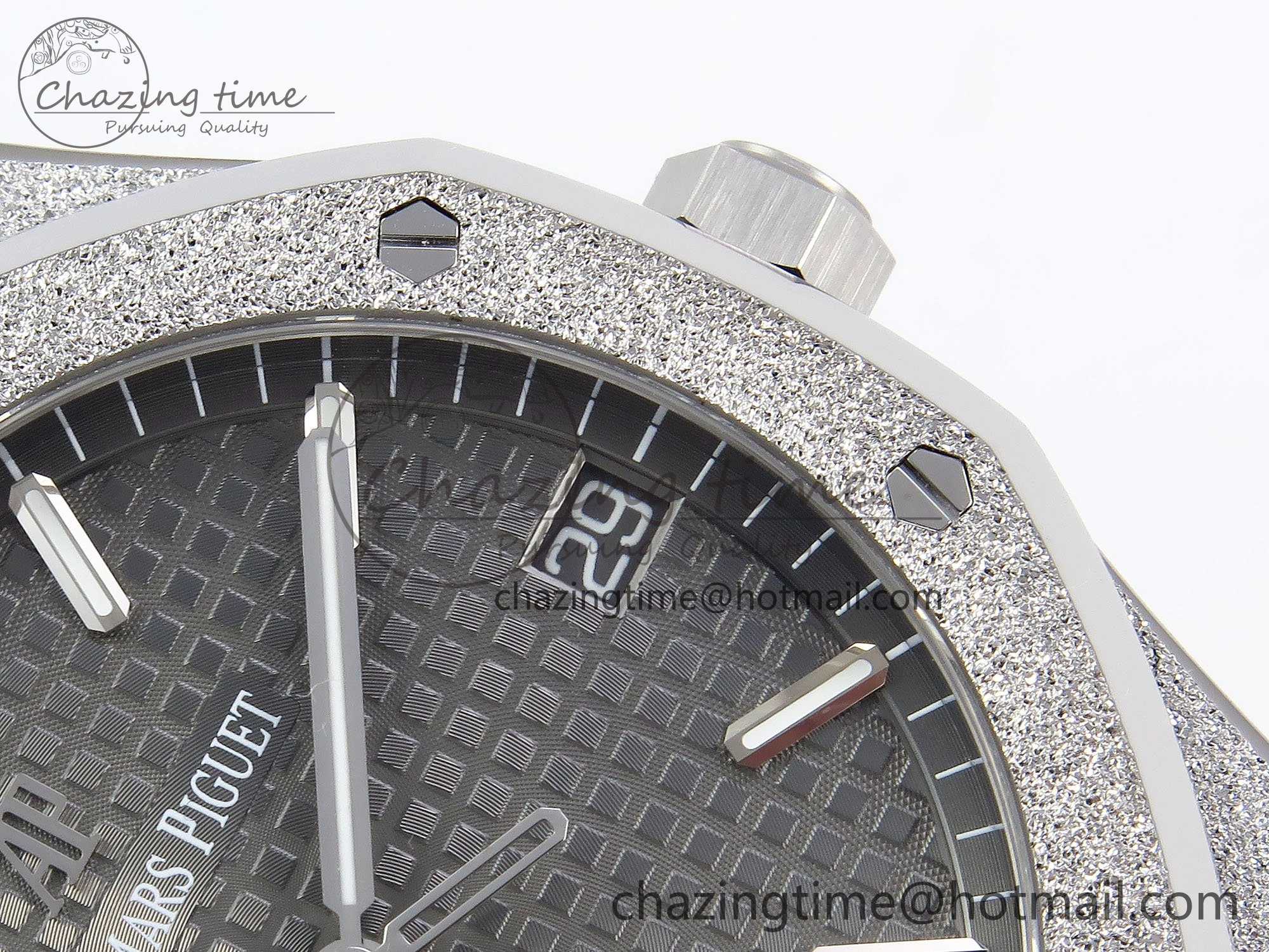 Royal Oak 41mm 15500 Frosted SS APSF 1:1 Best Edition Gray Textured Dial on SS Bracelet SA4302 Super Clone