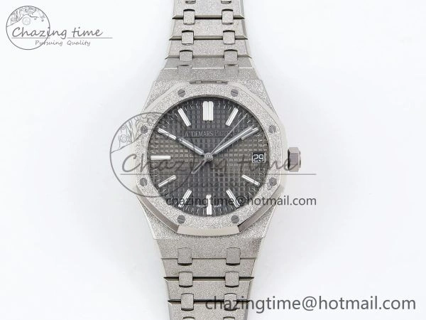 Royal Oak 41mm 15500 Frosted SS APSF 1:1 Best Edition Grey Textured Dial on SS Bracelet SA4302 Super Clone