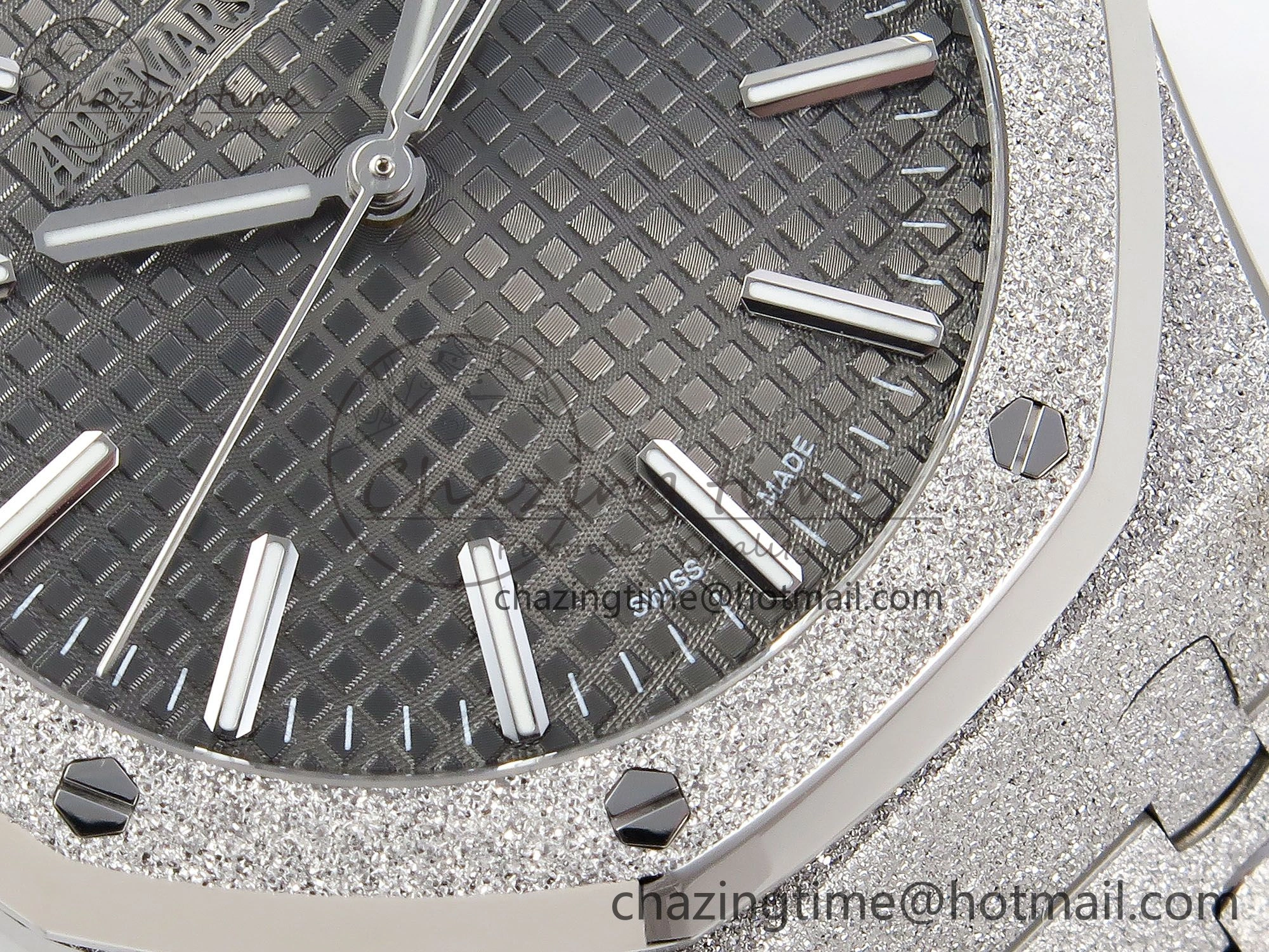 Royal Oak 41mm 15500 Frosted SS APSF 1:1 Best Edition Grey Textured Dial on SS Bracelet SA4302 Super Clone