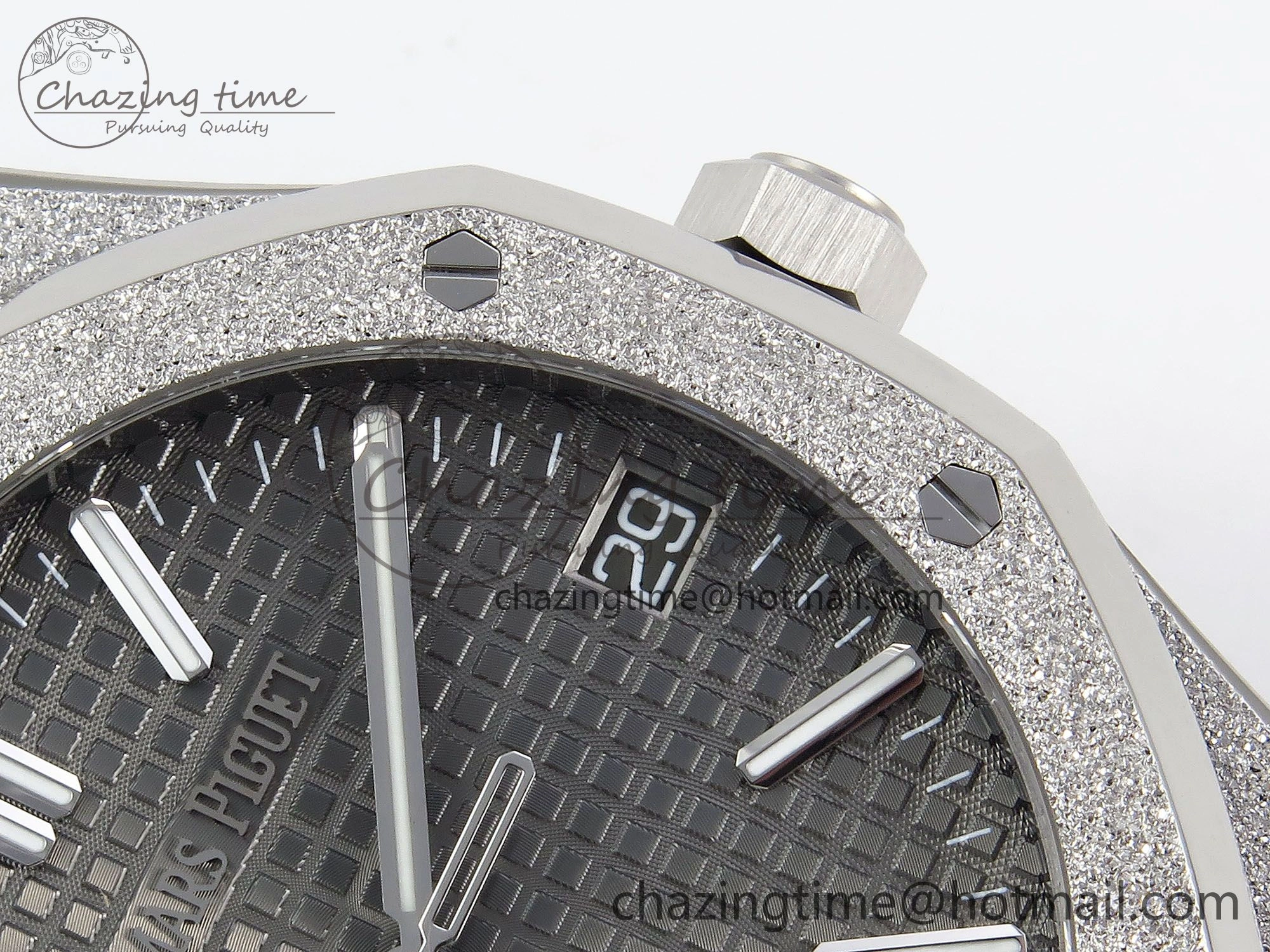 Royal Oak 41mm 15500 Frosted SS APSF 1:1 Best Edition Grey Textured Dial on SS Bracelet SA4302 Super Clone