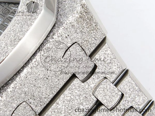 Royal Oak 41mm 15500 Frosted SS APSF 1:1 Best Edition Grey Textured Dial on SS Bracelet SA4302 Super Clone