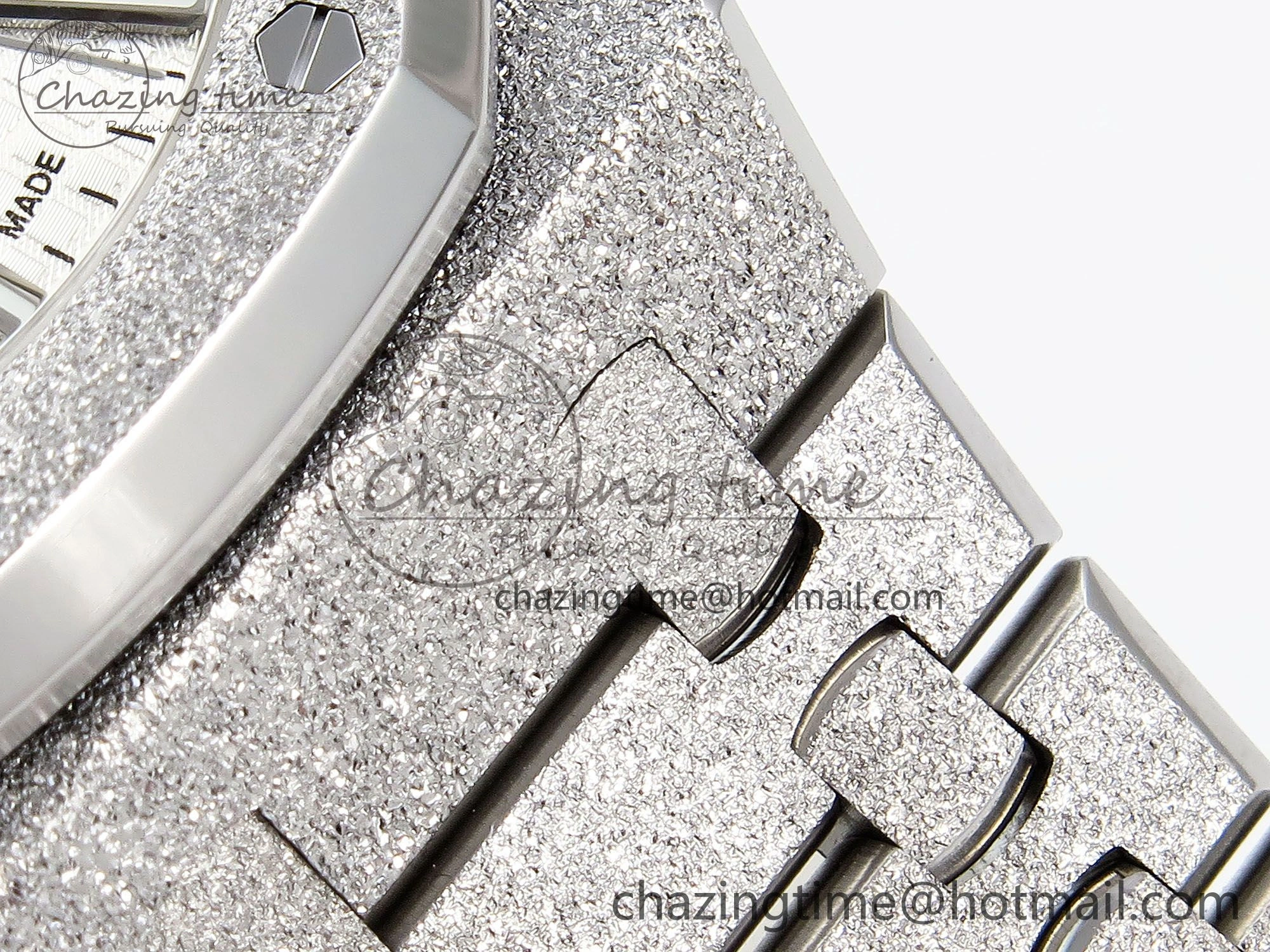 Royal Oak 41mm 15500 Frosted SS APSF 1:1 Best Edition White Textured Dial on SS Bracelet SA4302 Super Clone