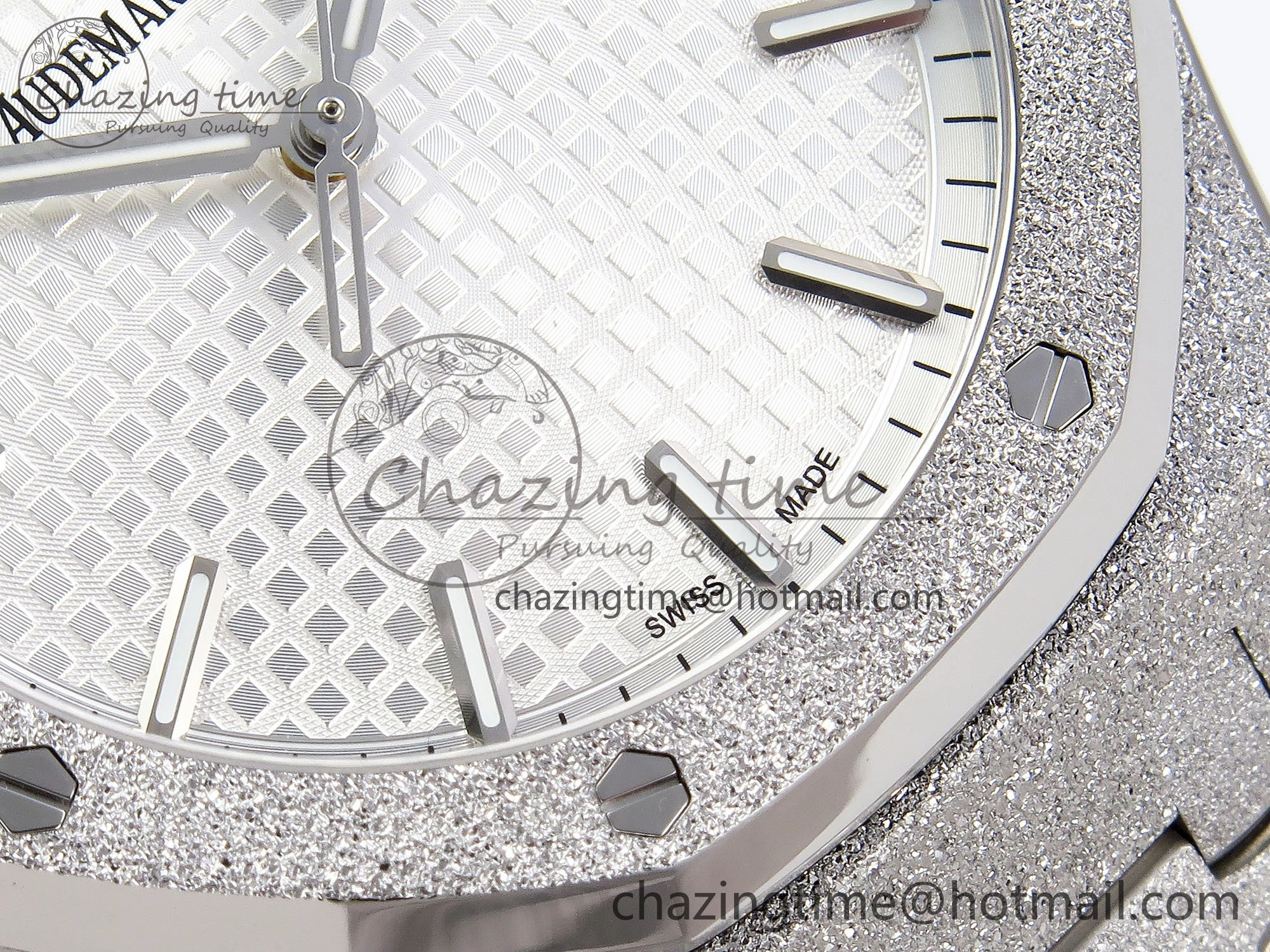 Royal Oak 41mm 15500 Frosted SS APSF 1:1 Best Edition White Textured Dial on SS Bracelet SA4302 Super Clone