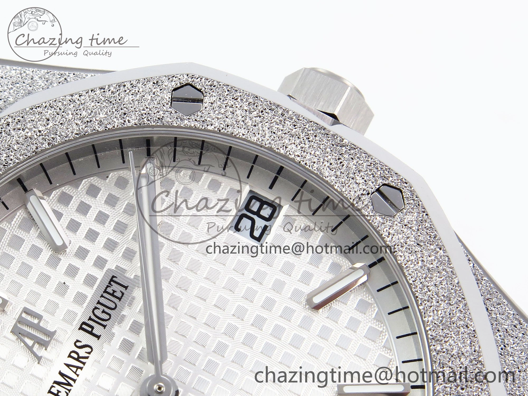 Royal Oak 41mm 15500 Frosted SS APSF 1:1 Best Edition White Textured Dial on SS Bracelet SA4302 Super Clone