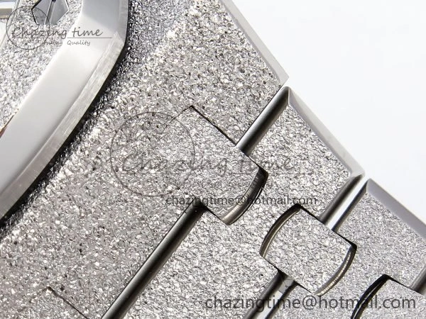 Royal Oak 41mm 15500 Frosted SS APSF 1:1 Best Edition White Textured Dial on SS Bracelet SA4302 Super Clone