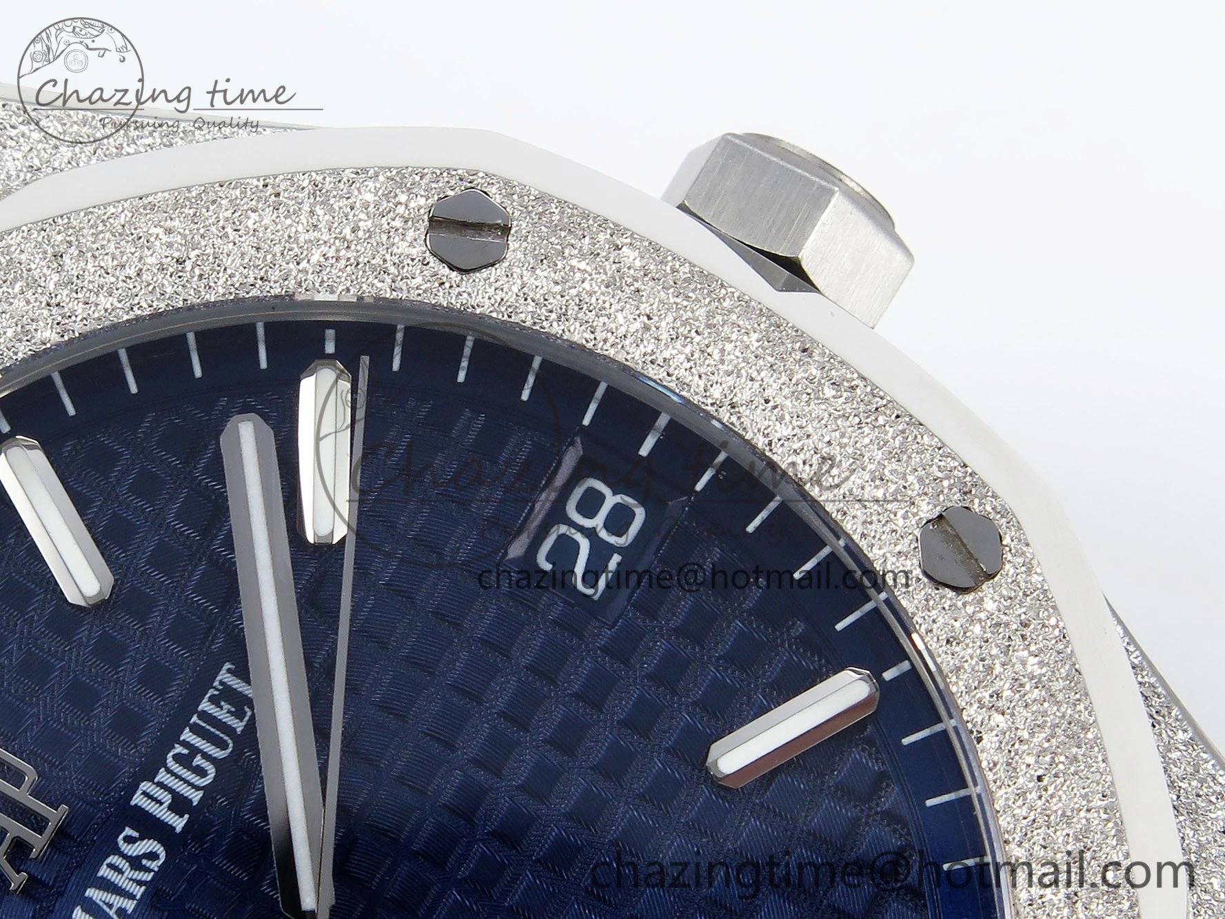 Royal Oak 41mm 15500 Frosted SS IPF 1:1 Best Edition Blue Textured Dial on SS Bracelet SA4302 Super Clone