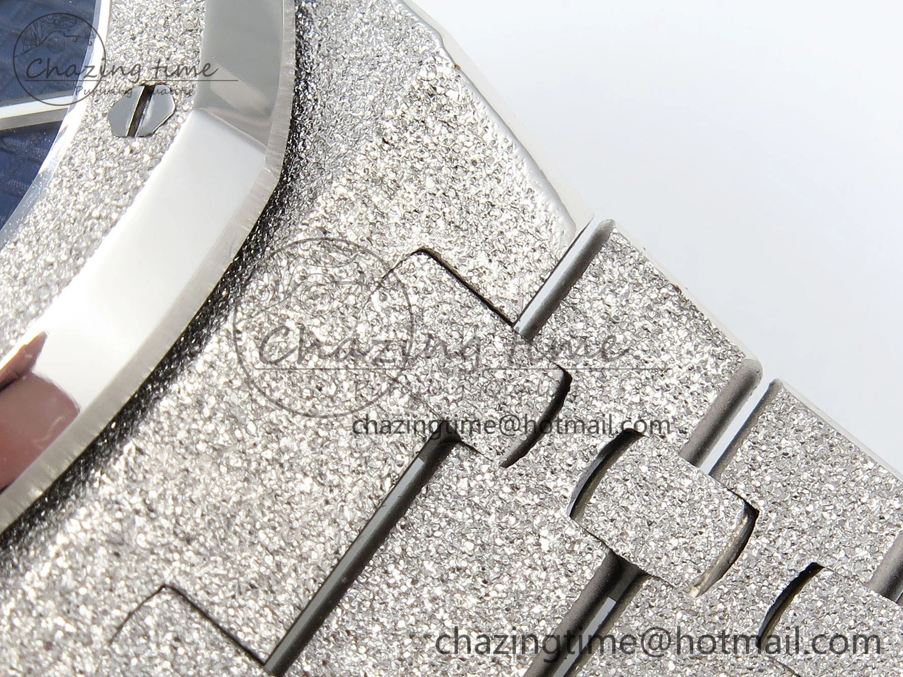 Royal Oak 41mm 15500 Frosted SS IPF 1:1 Best Edition Blue Textured Dial on SS Bracelet SA4302 Super Clone