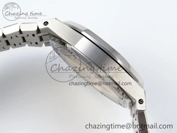 Royal Oak 41mm 15500 Frosted SS IPF 1:1 Best Edition Blue Textured Dial on SS Bracelet SA4302 Super Clone