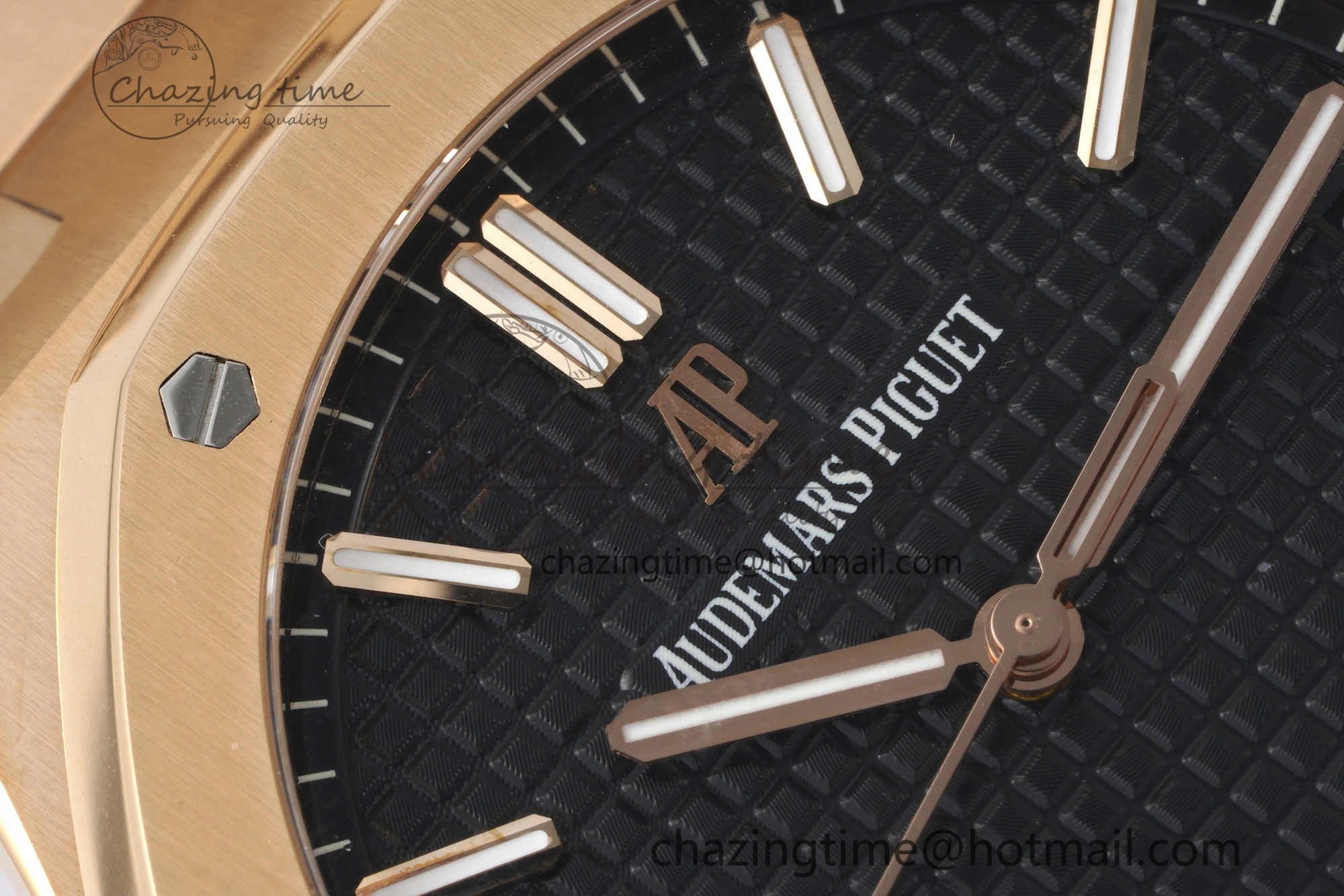 Royal Oak 41mm 15500 RG APSF 1:1 Best Edition Black Textured Dial on RG Bracelet A4302 Super Clone