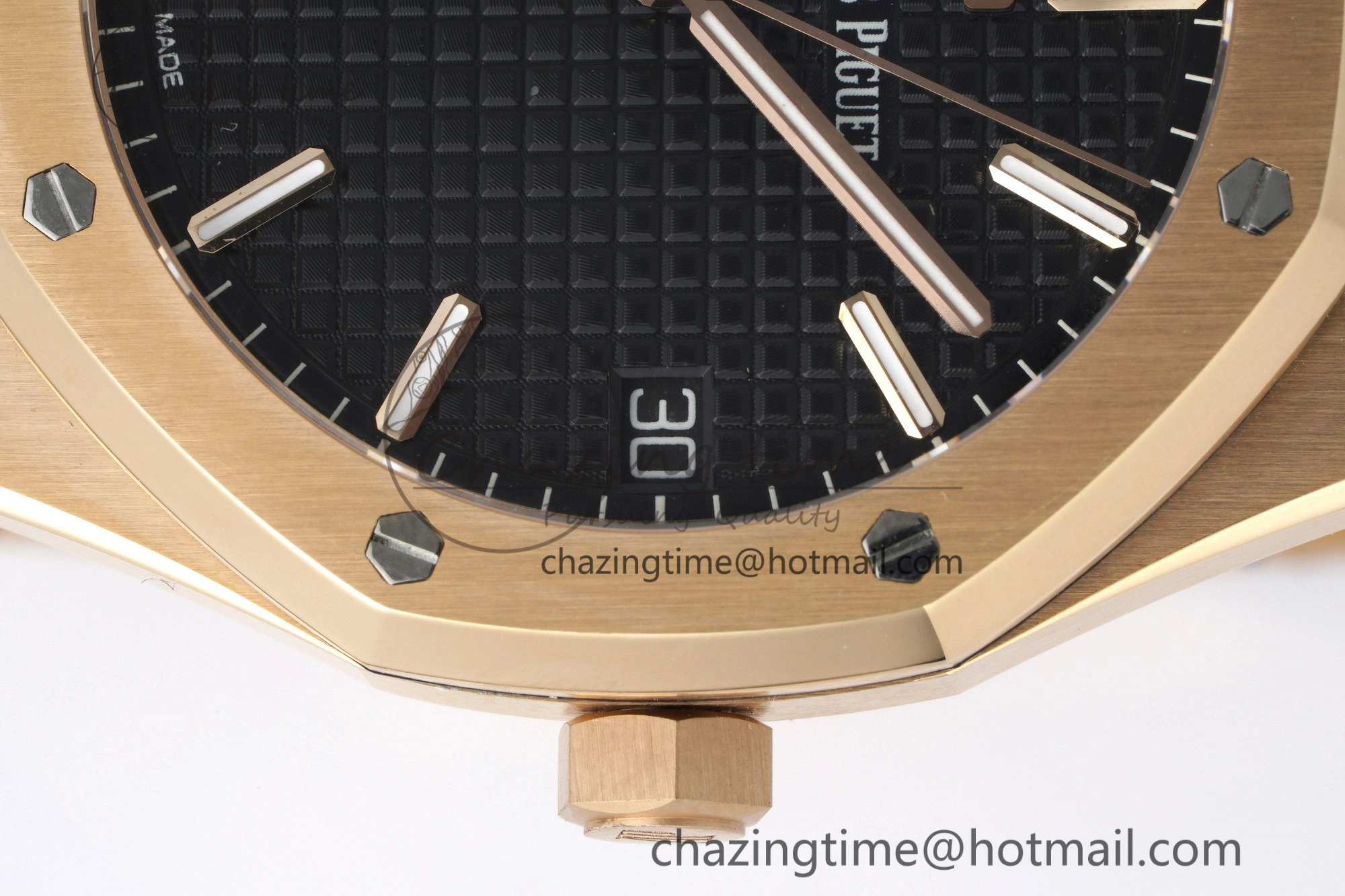 Royal Oak 41mm 15500 RG APSF 1:1 Best Edition Black Textured Dial on RG Bracelet A4302 Super Clone