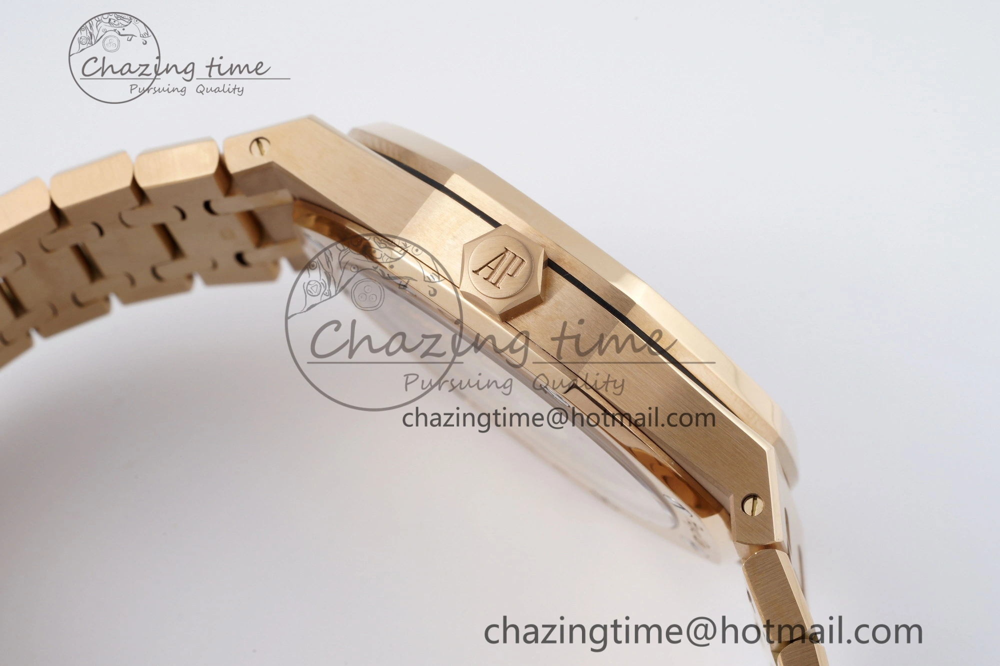 Royal Oak 41mm 15500 RG APSF 1:1 Best Edition Black Textured Dial on RG Bracelet A4302 Super Clone