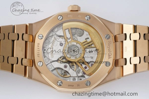 Royal Oak 41mm 15500 RG APSF 1:1 Best Edition Black Textured Dial on RG Bracelet A4302 Super Clone