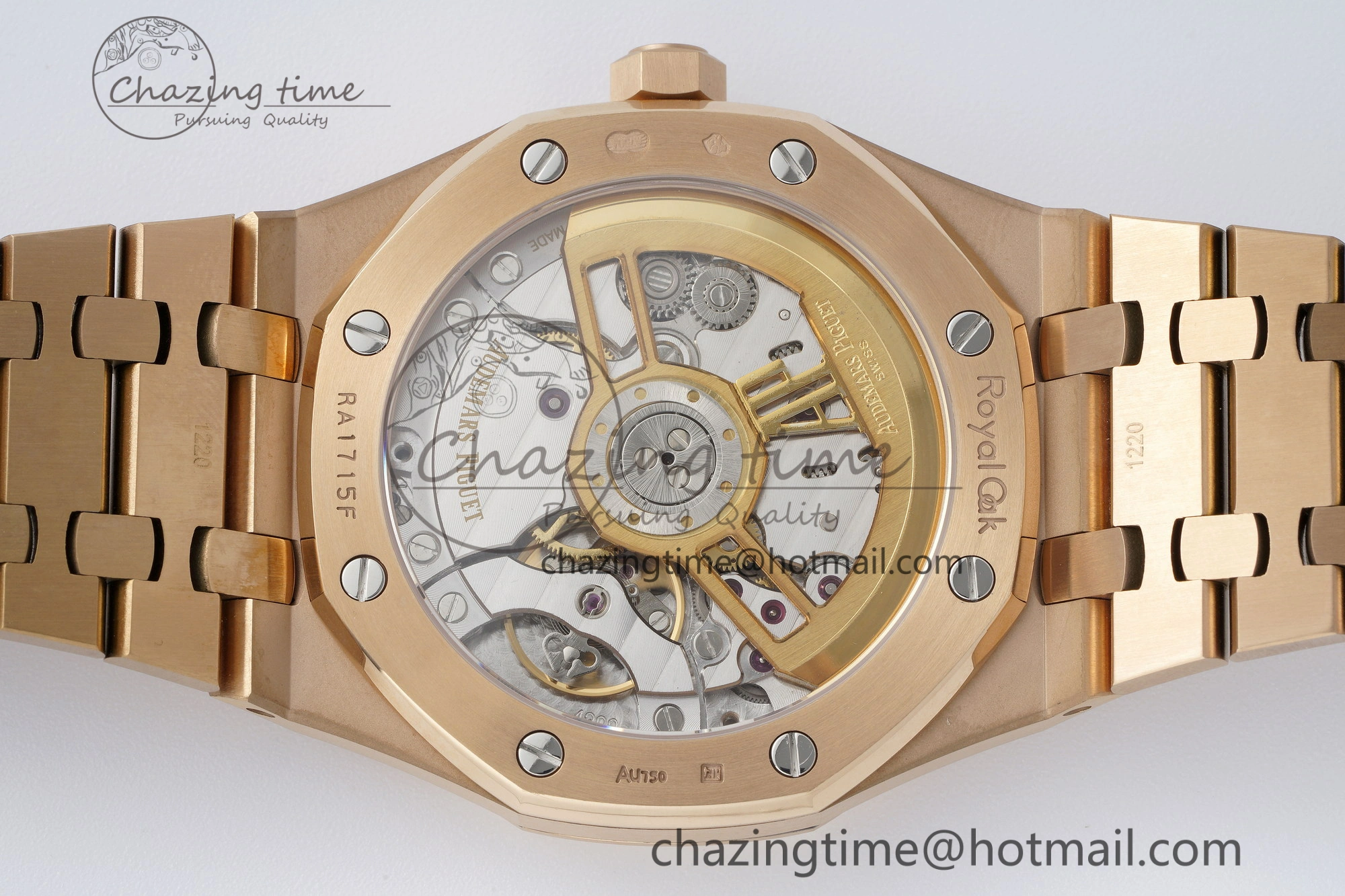 Royal Oak 41mm 15500 RG APSF 1:1 Best Edition Black Textured Dial on RG Bracelet A4302 Super Clone