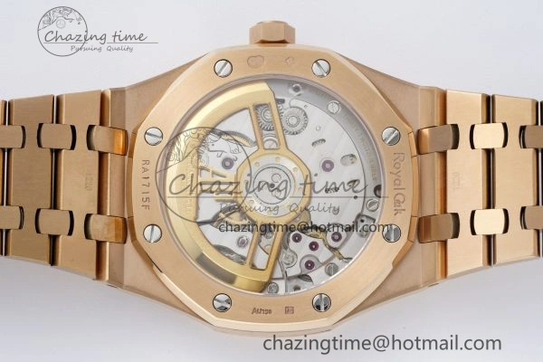Royal Oak 41mm 15500 RG APSF 1:1 Best Edition Black Textured Dial on RG Bracelet A4302 Super Clone