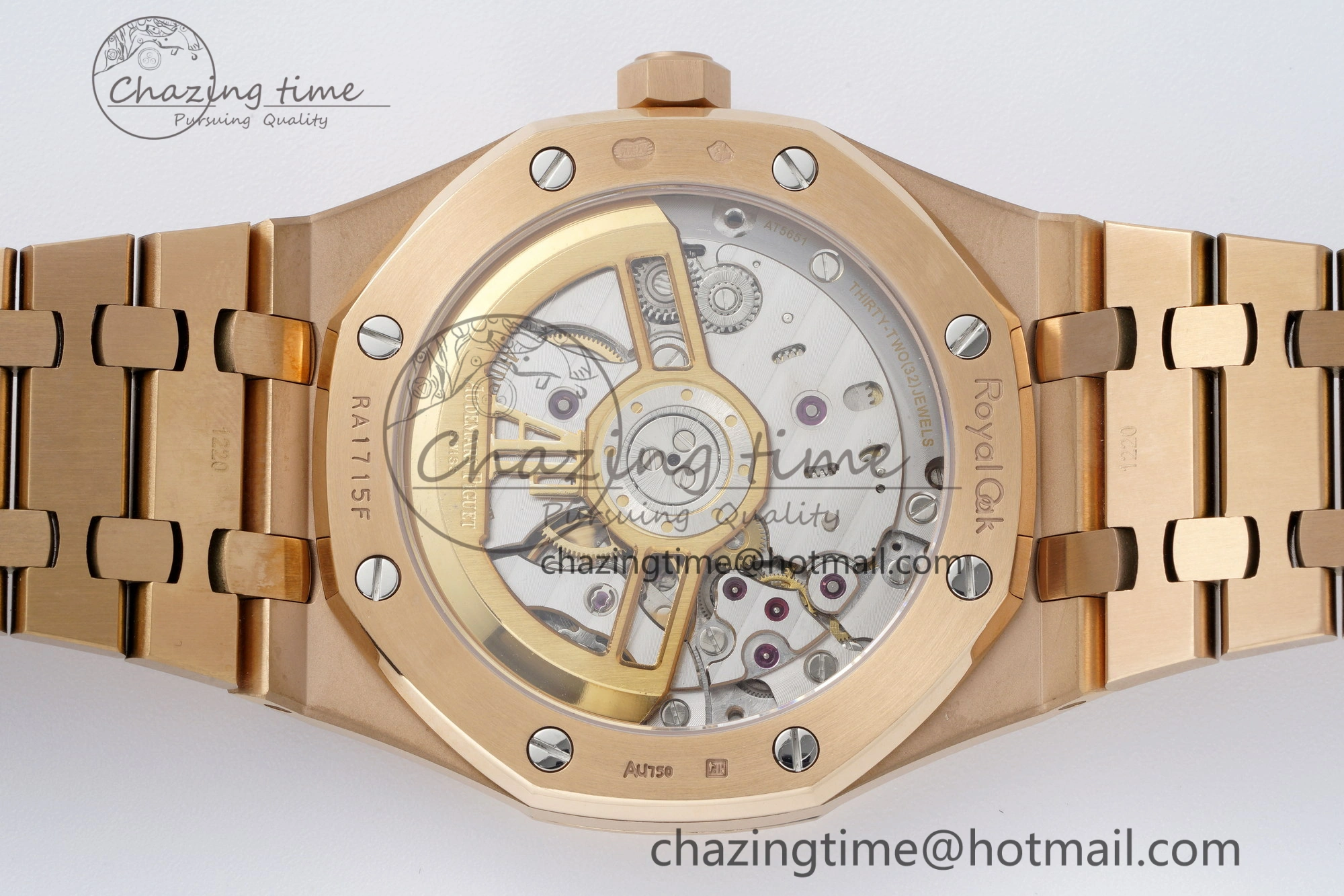 Royal Oak 41mm 15500 RG APSF 1:1 Best Edition Black Textured Dial on RG Bracelet A4302 Super Clone