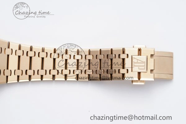 Royal Oak 41mm 15500 RG APSF 1:1 Best Edition Black Textured Dial on RG Bracelet A4302 Super Clone