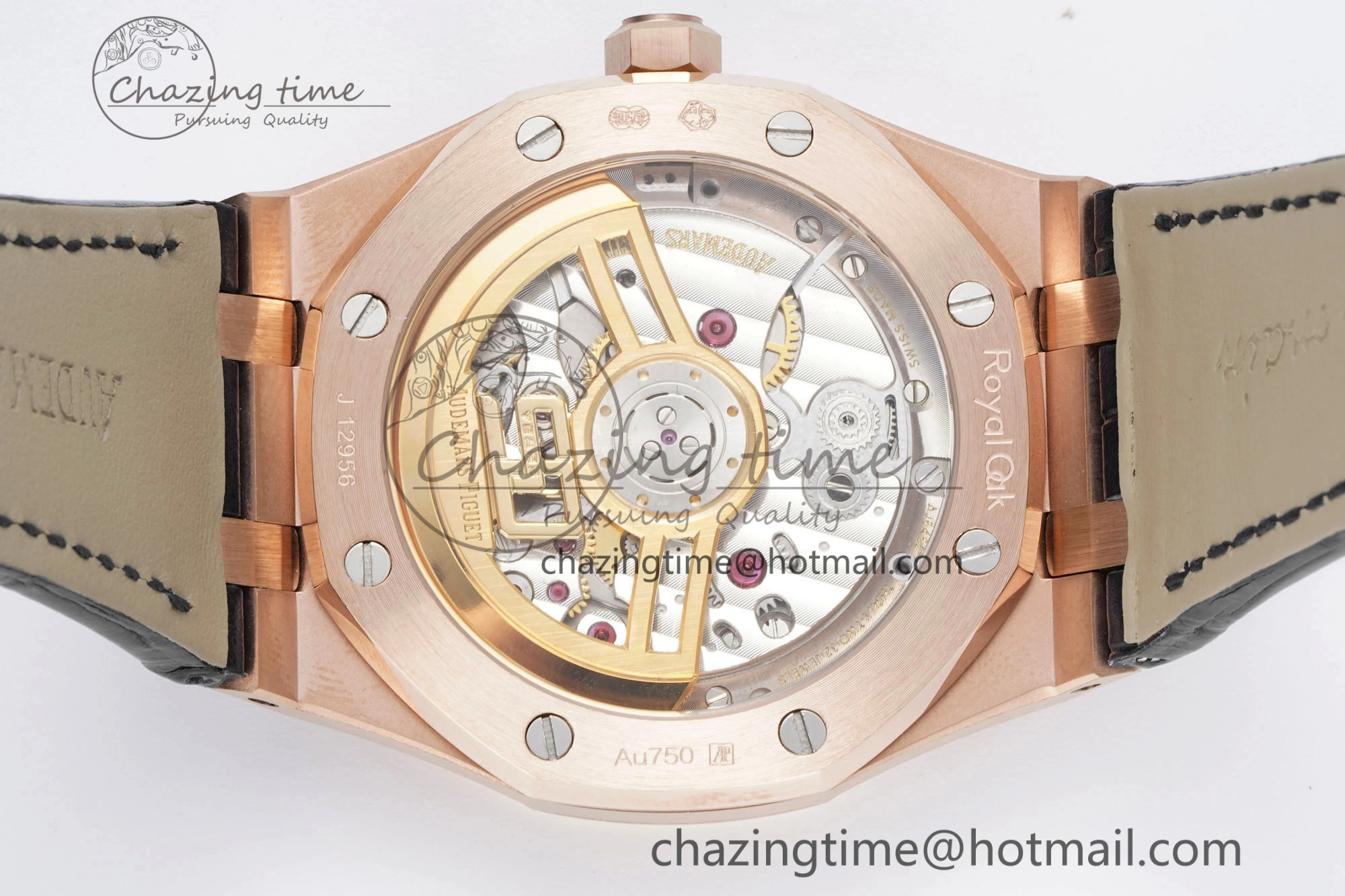 Royal Oak 41mm 15500 RG BF 1:1 Best Edition Black Textured Dial on Black Leather Strap A4302