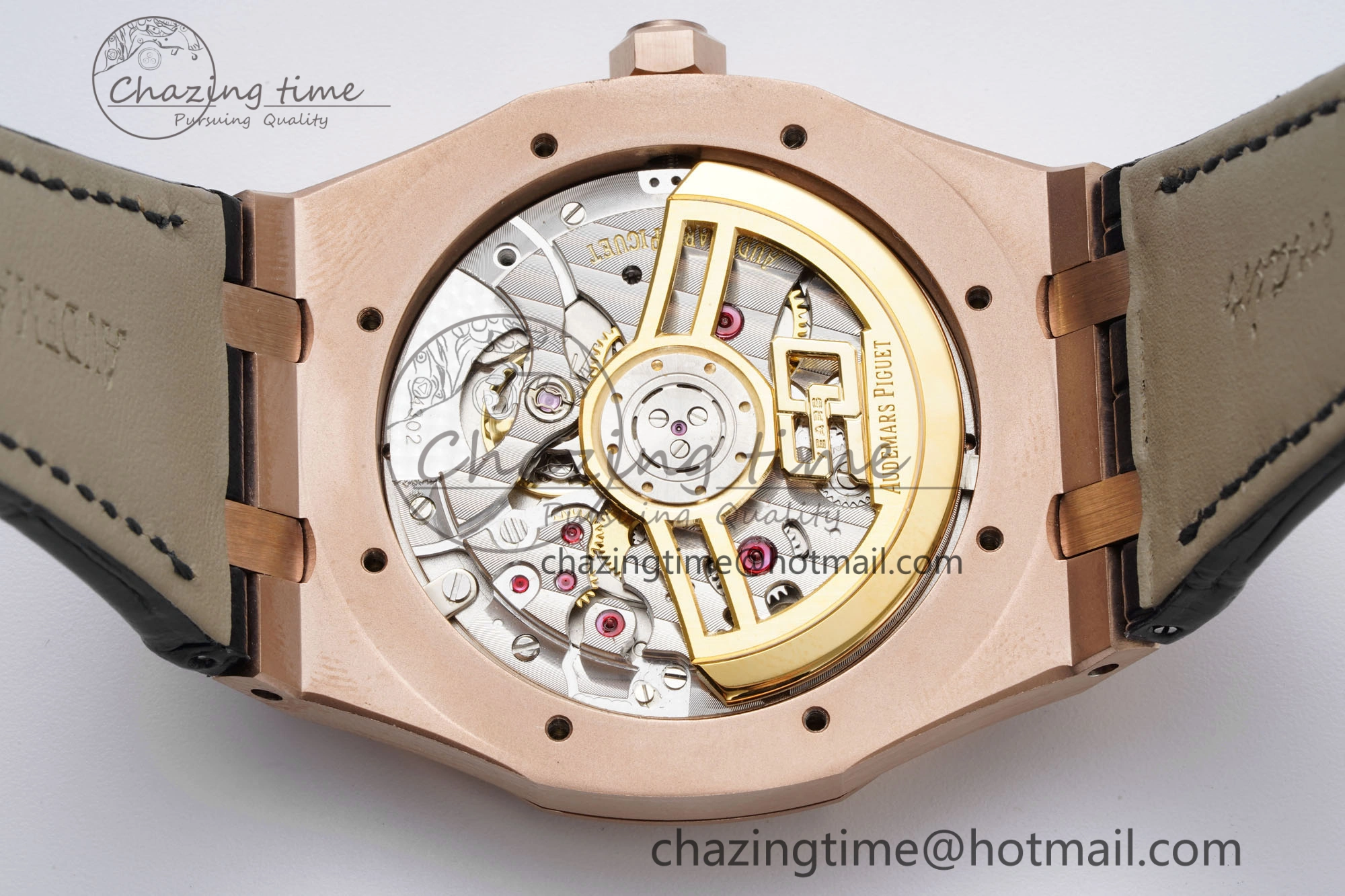 Royal Oak 41mm 15500 RG BF 1:1 Best Edition Black Textured Dial on Black Leather Strap A4302