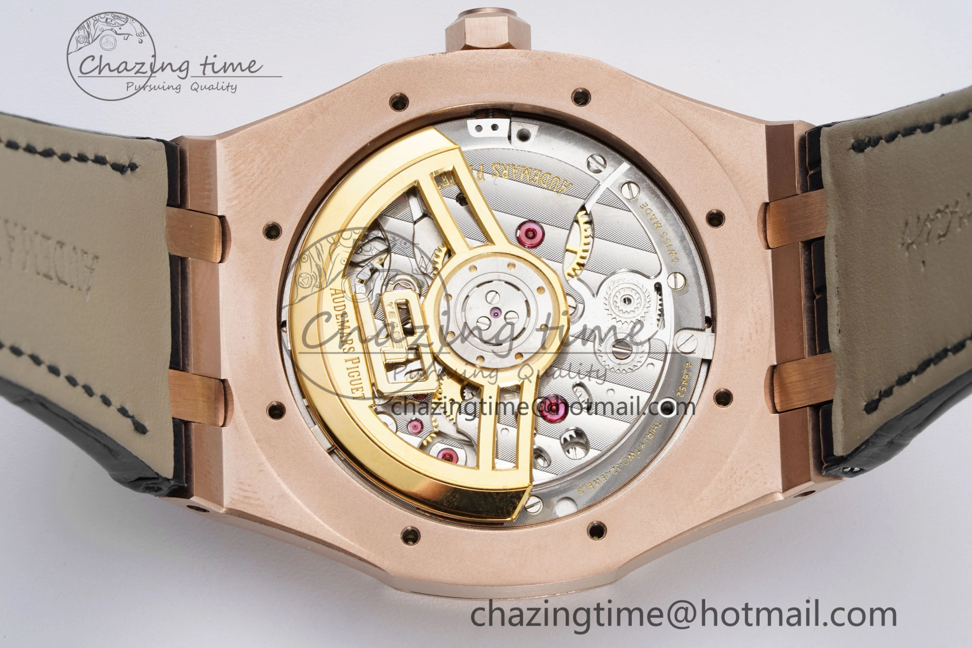 Royal Oak 41mm 15500 RG BF 1:1 Best Edition Black Textured Dial on Black Leather Strap A4302