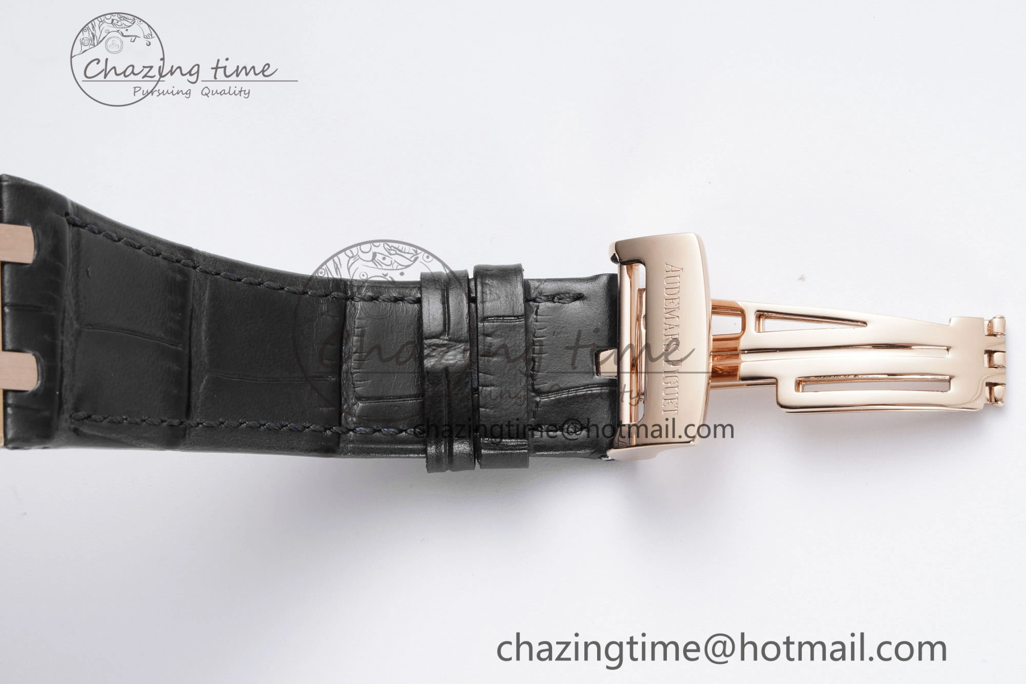 Royal Oak 41mm 15500 RG BF 1:1 Best Edition Black Textured Dial on Black Leather Strap A4302