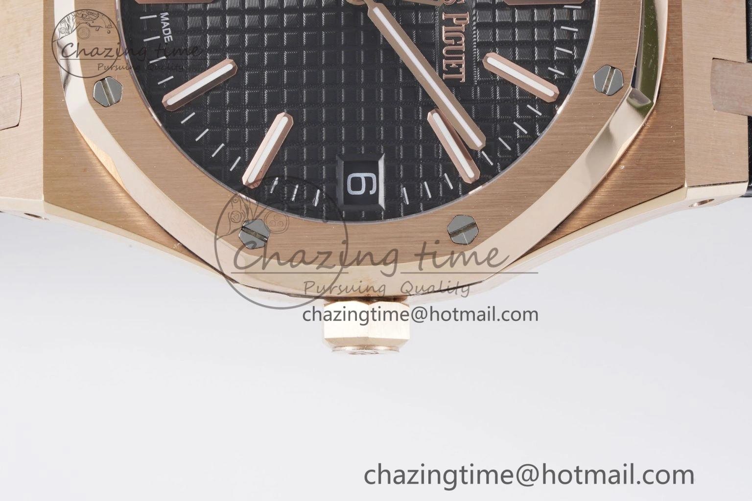 Royal Oak 41mm 15500 RG BF 1:1 Best Edition Black Textured Dial on Black Leather Strap A4302