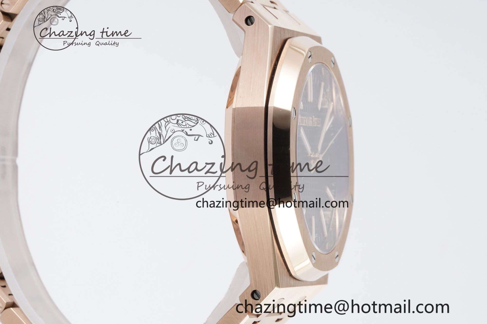 Royal Oak 41mm 15500 RG BF 1:1 Best Edition Black Textured Dial on SS Bracelet A4302
